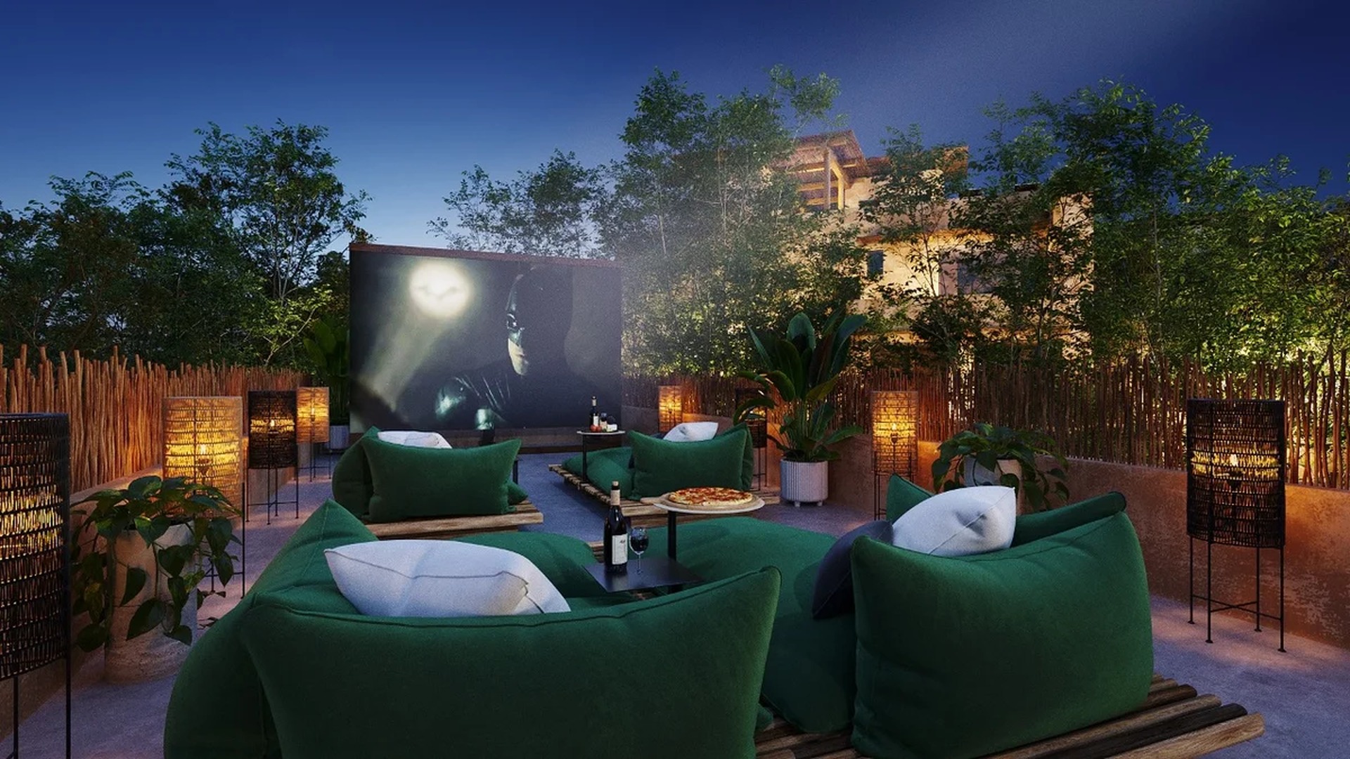 Image of a Outdoor Cinema, featuring Rooftop Terrace and Lounge Seating.
