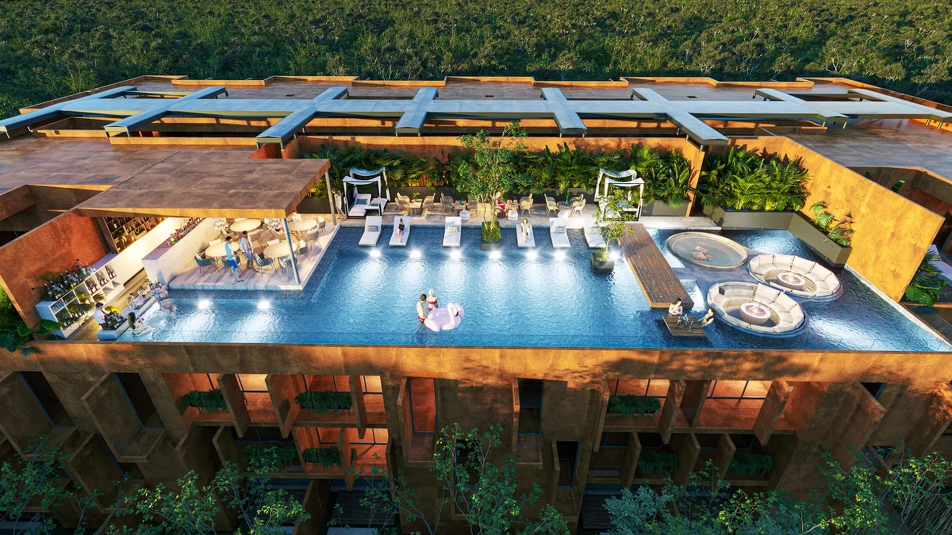 Image of a Rooftop Pool, featuring Sundeck Lounge and Swim-up Bar.