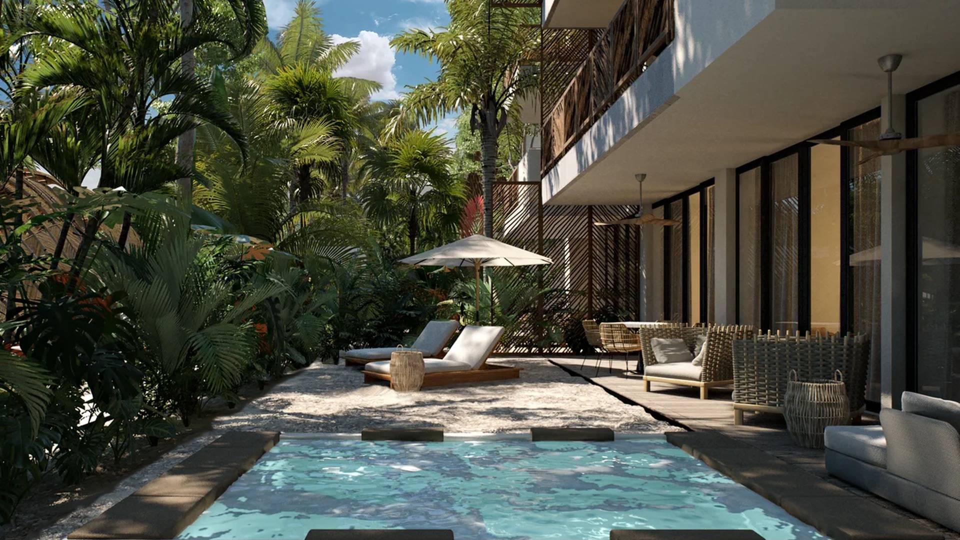 Image of a Private Plunge Pool, featuring Lush Garden and Tropical Landscaping.