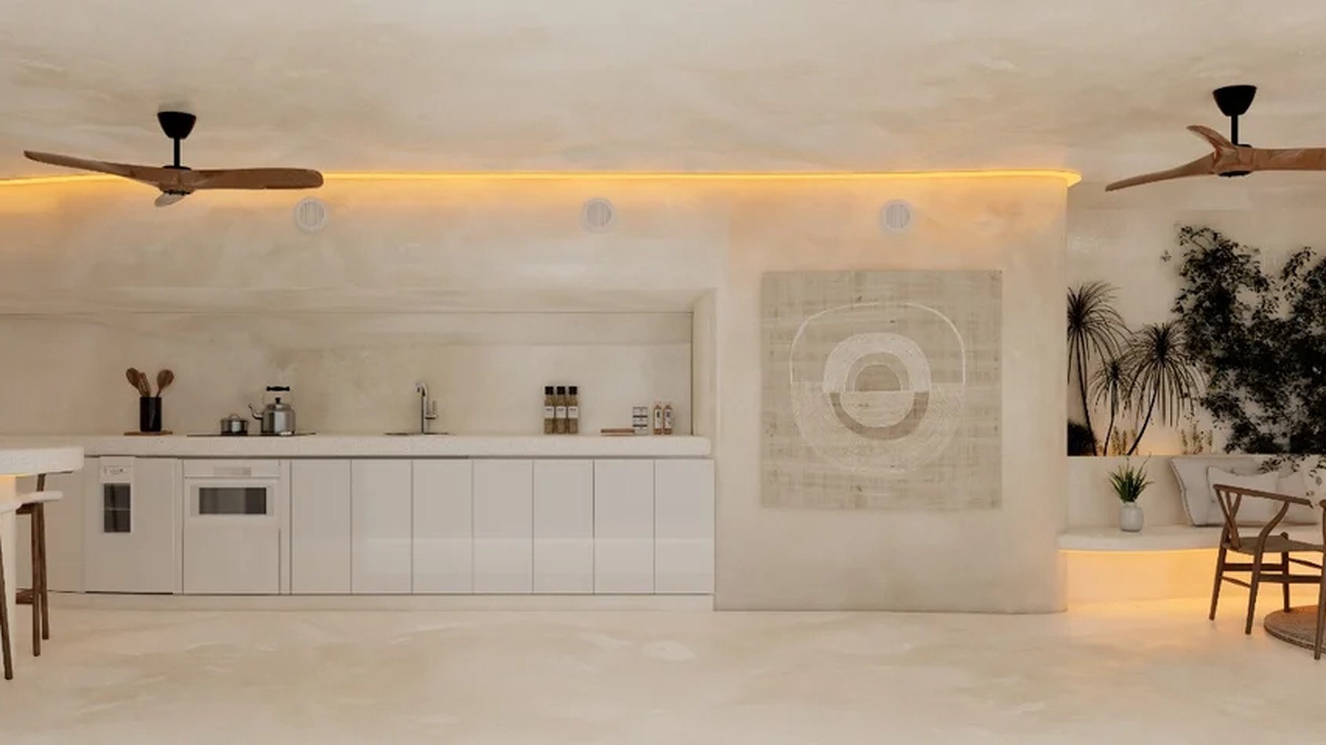 Image of a Open-Concept Living, featuring Modern Kitchen and Breakfast Bar.