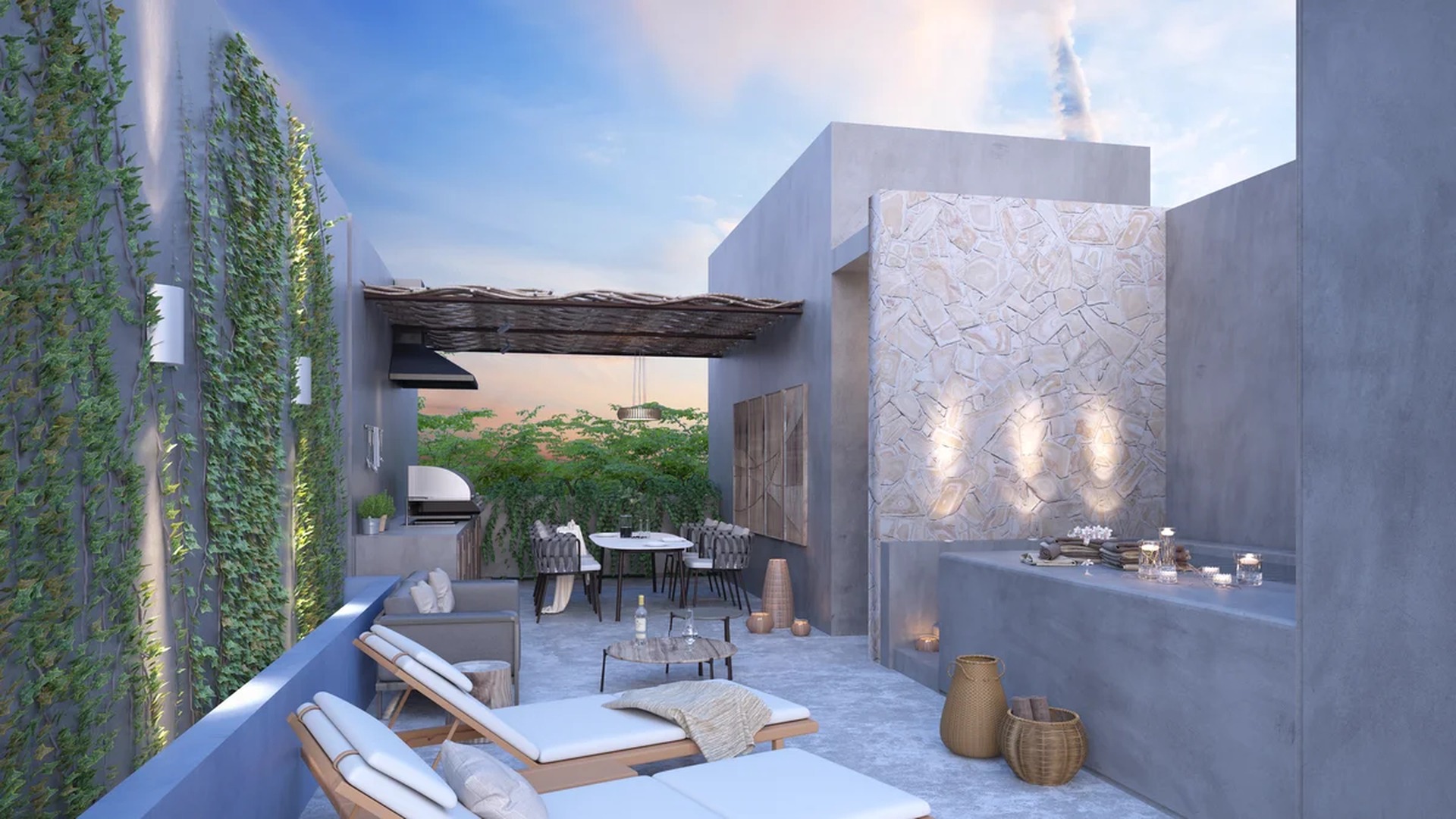 Image of a Rooftop Terrace, featuring Private Jacuzzi and Outdoor Kitchen.