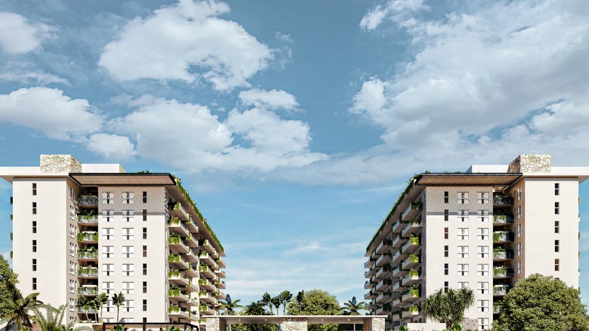 Image of a Modern Architecture, featuring Residential Towers and Private Balconies.