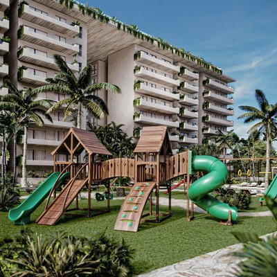 Image of a Children's Playground, featuring Lush Landscaping and Private Balconies.
