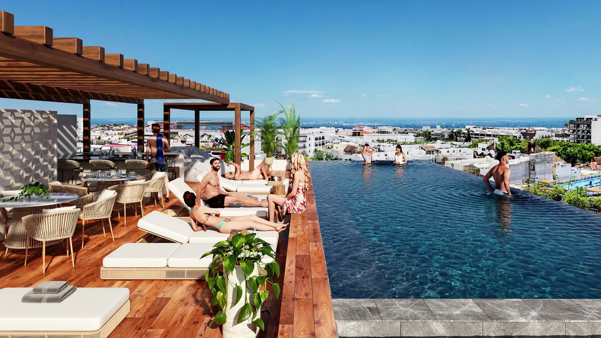 Image of a Rooftop Infinity Pool, featuring Sun Deck and Panoramic City View.