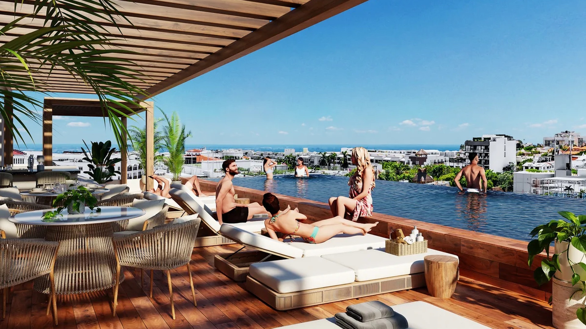 Image of a Rooftop Infinity Pool, featuring Sundeck and Ocean View.