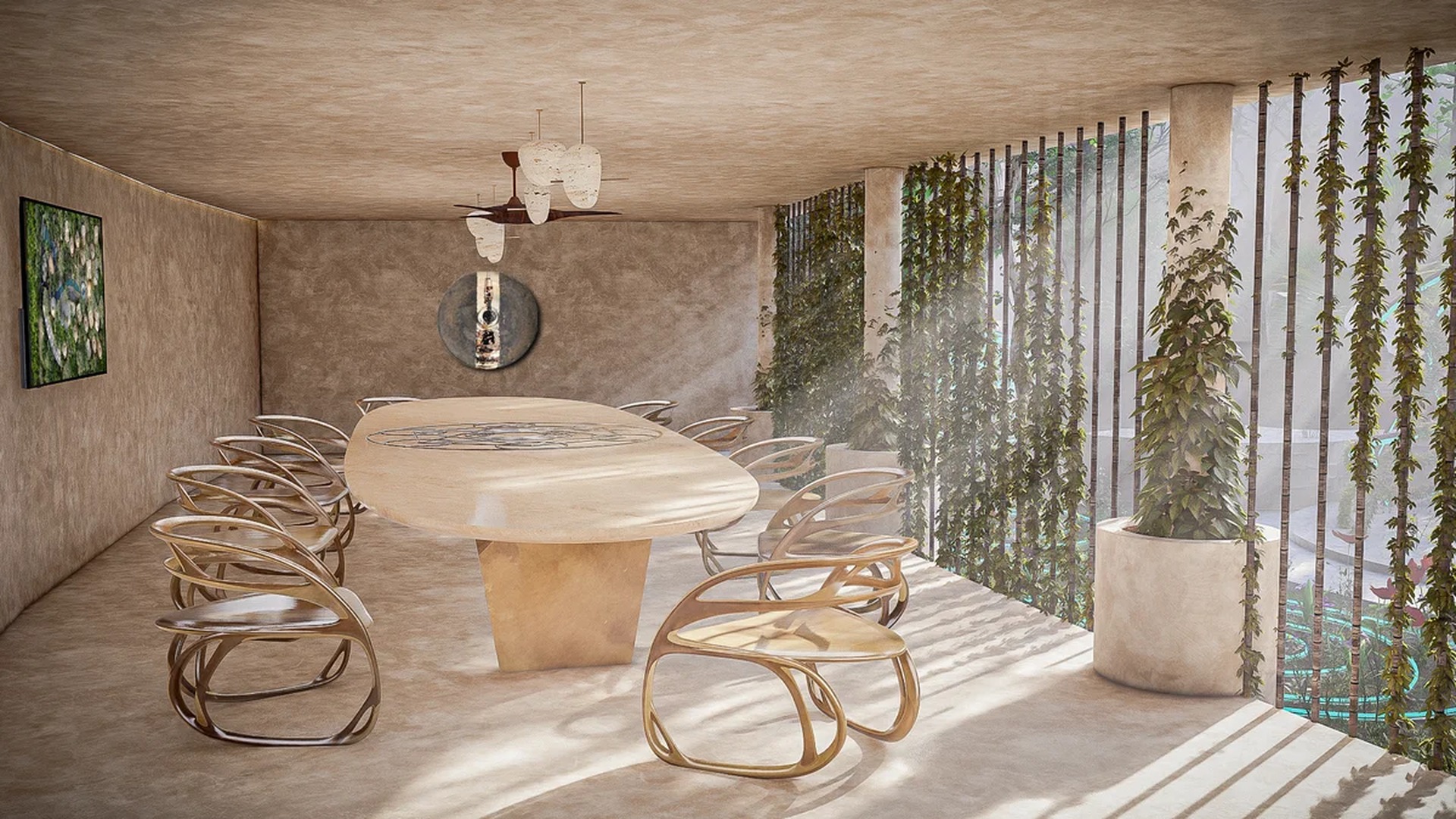 Image of a Conference Room, featuring Biophilic Design and Living Wall.