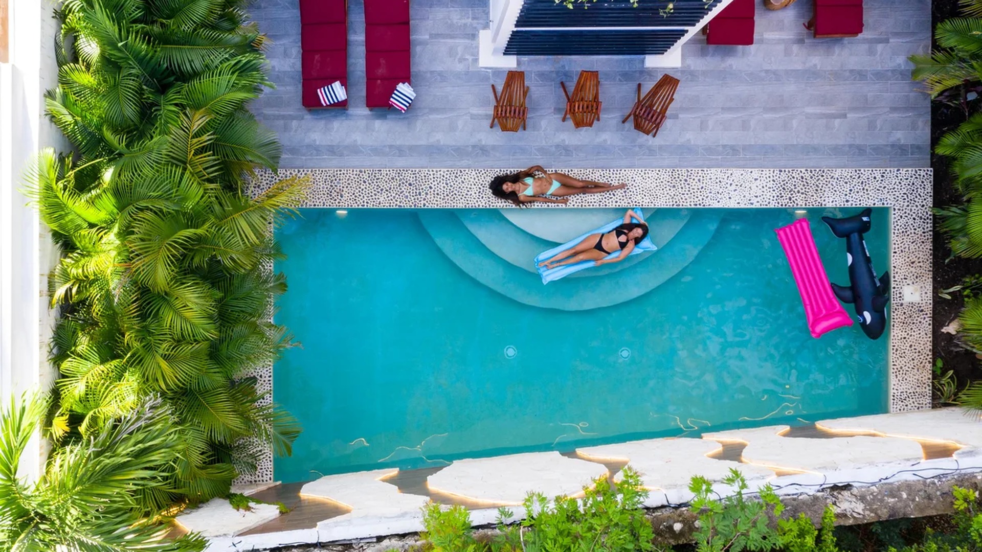 Image of a Private Pool, featuring Sun Deck and Tropical Landscaping.