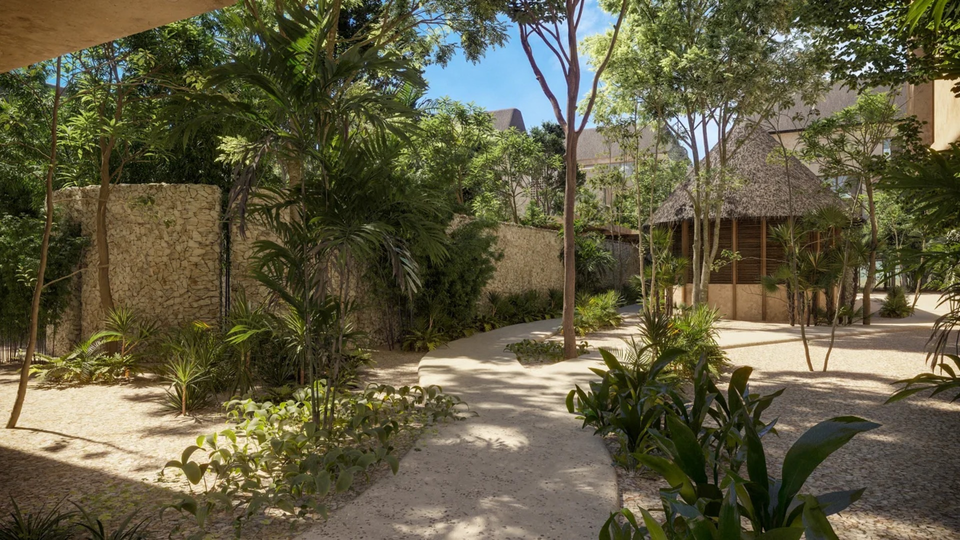 Image of a Lush Garden, featuring Tropical Landscaping and Garden Walkway.