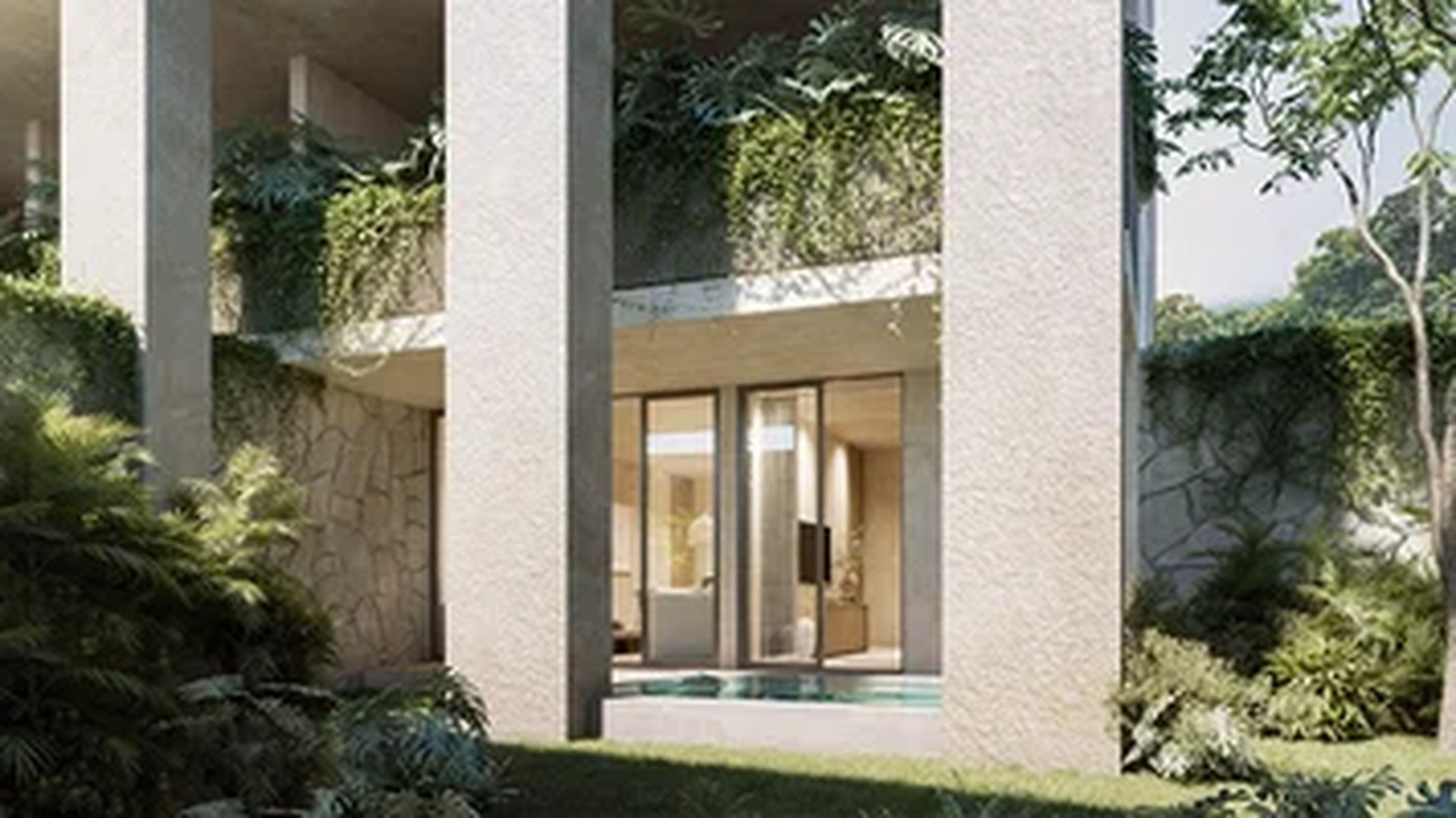 Image of a Private Plunge Pool, featuring Lush Garden and Modern Architecture.