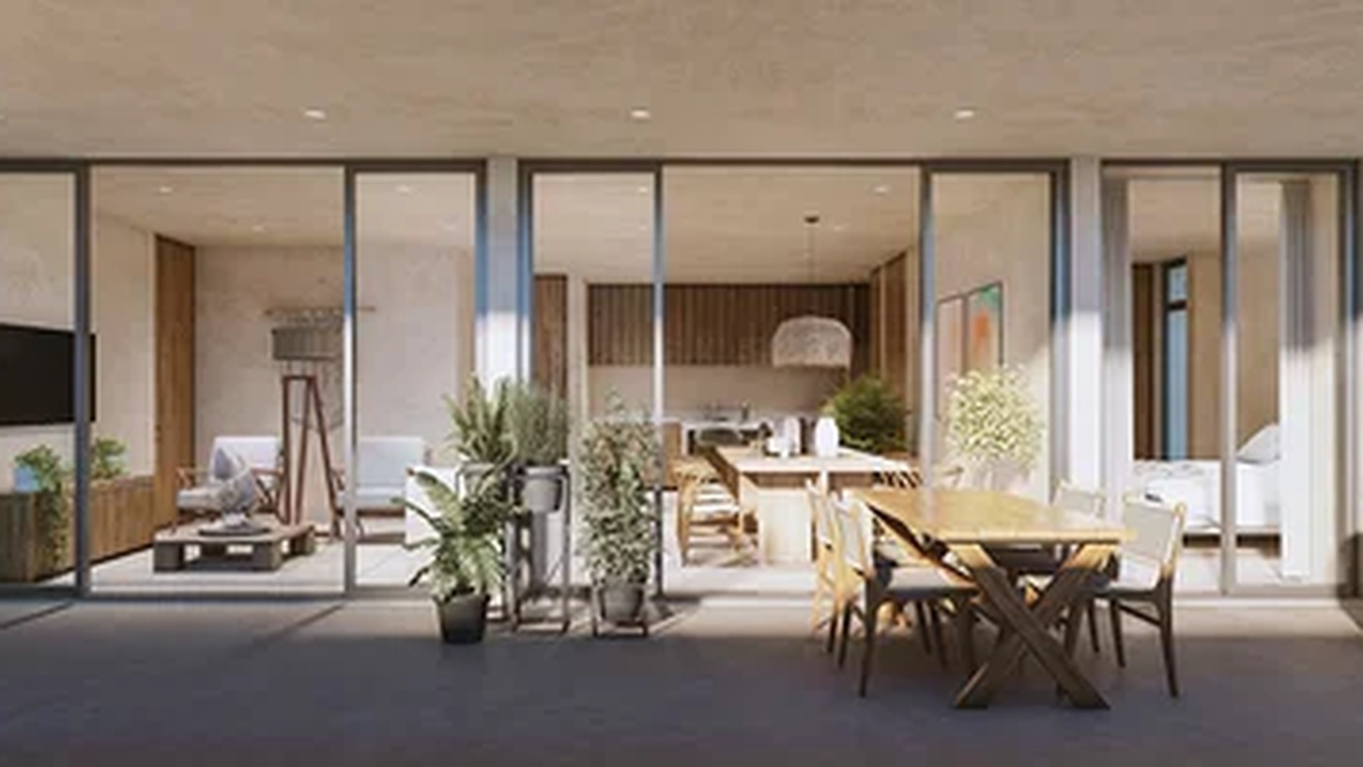 Image of a Spacious Patio, featuring Indoor-Outdoor Living and Floor-to-Ceiling Glass Doors.