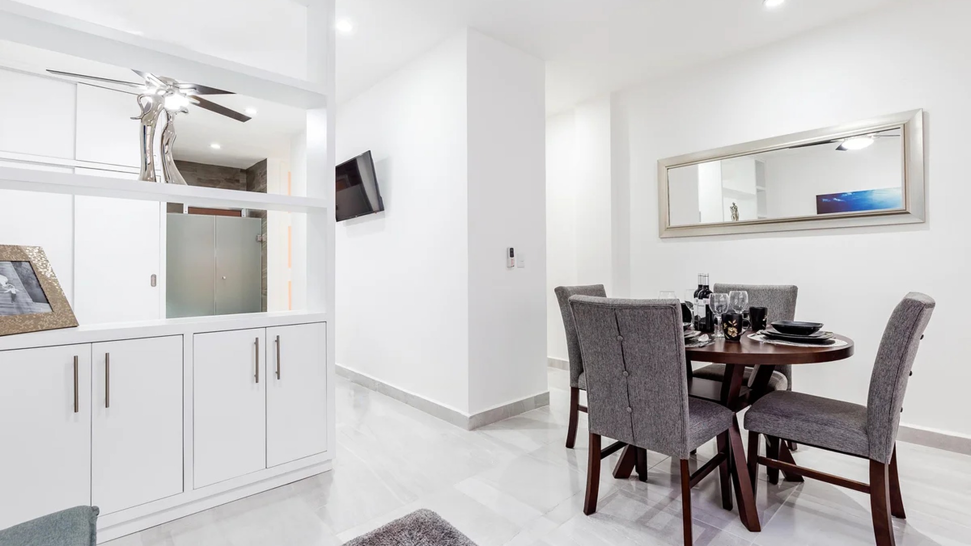 Image of a Dining Area, featuring Modern Interior and Tile Flooring.