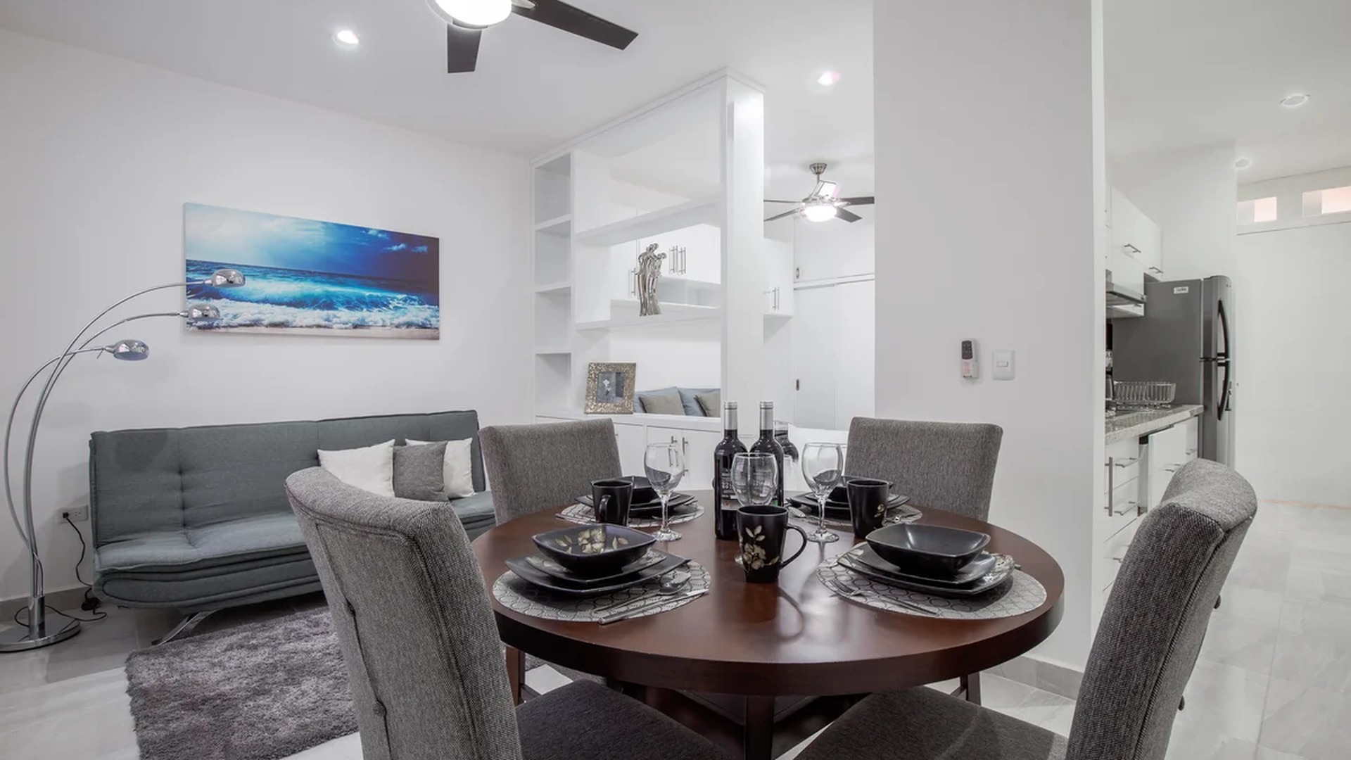 Image of a Open Concept Living, featuring Dining Area and Modern Kitchen.