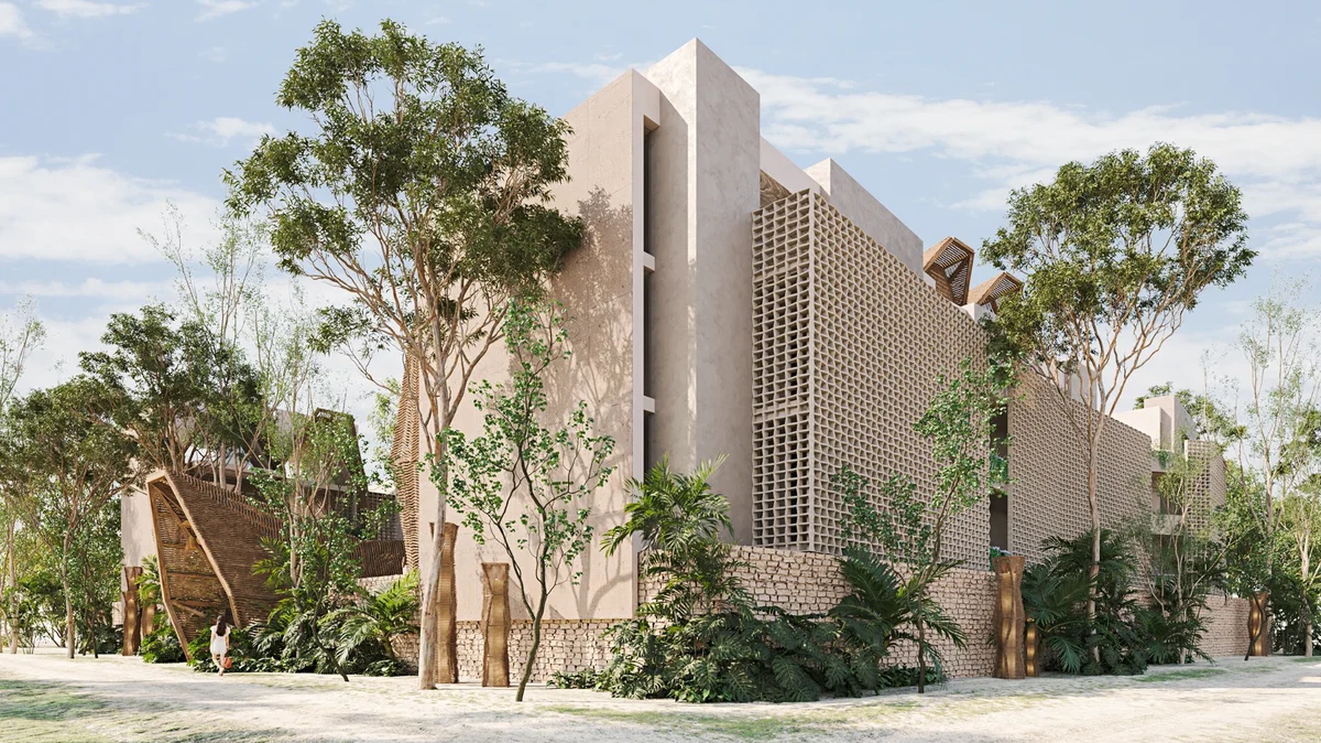 Image of a Modern Architecture, featuring Brise-Soleil Facade and Tropical Setting.