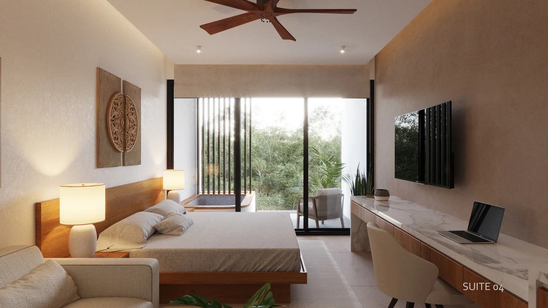 Image of a Bedroom Suite, featuring Private Plunge Pool and Jungle View.