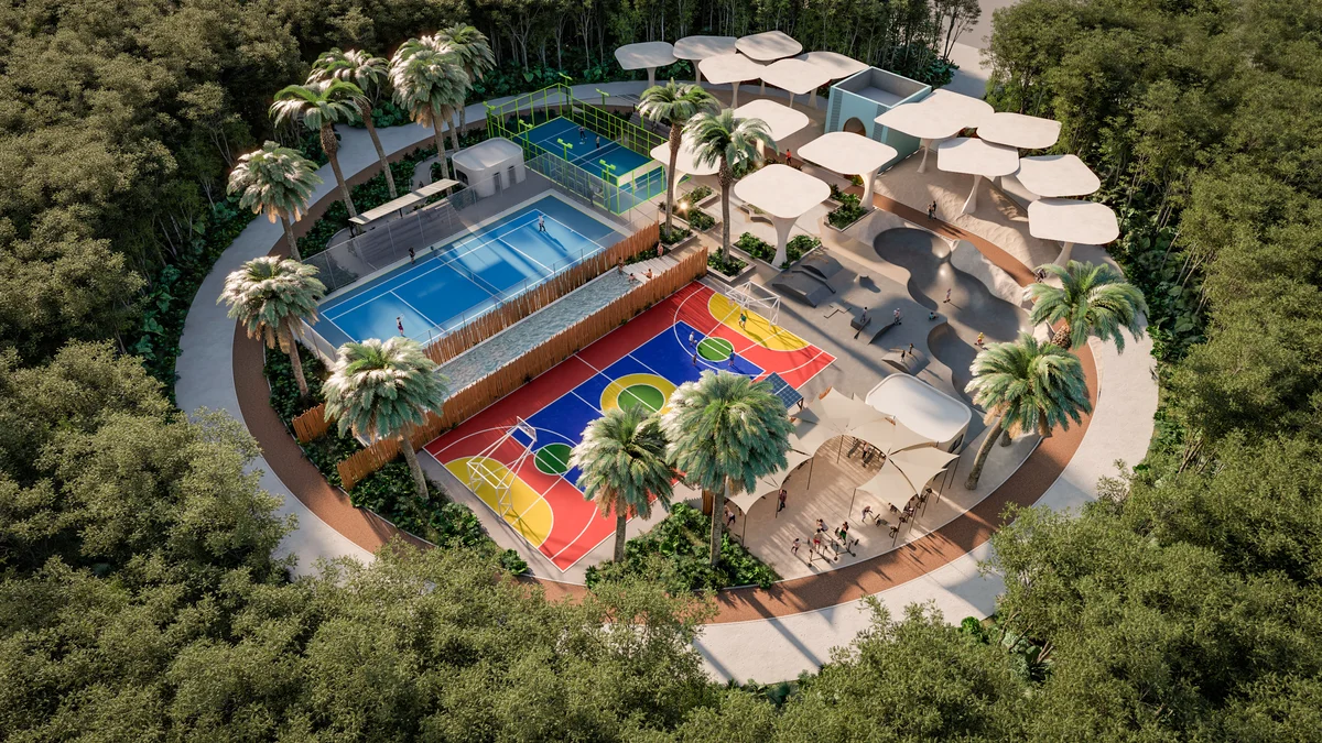 Image of a Recreational Park, featuring Padel Court and Tennis Court.