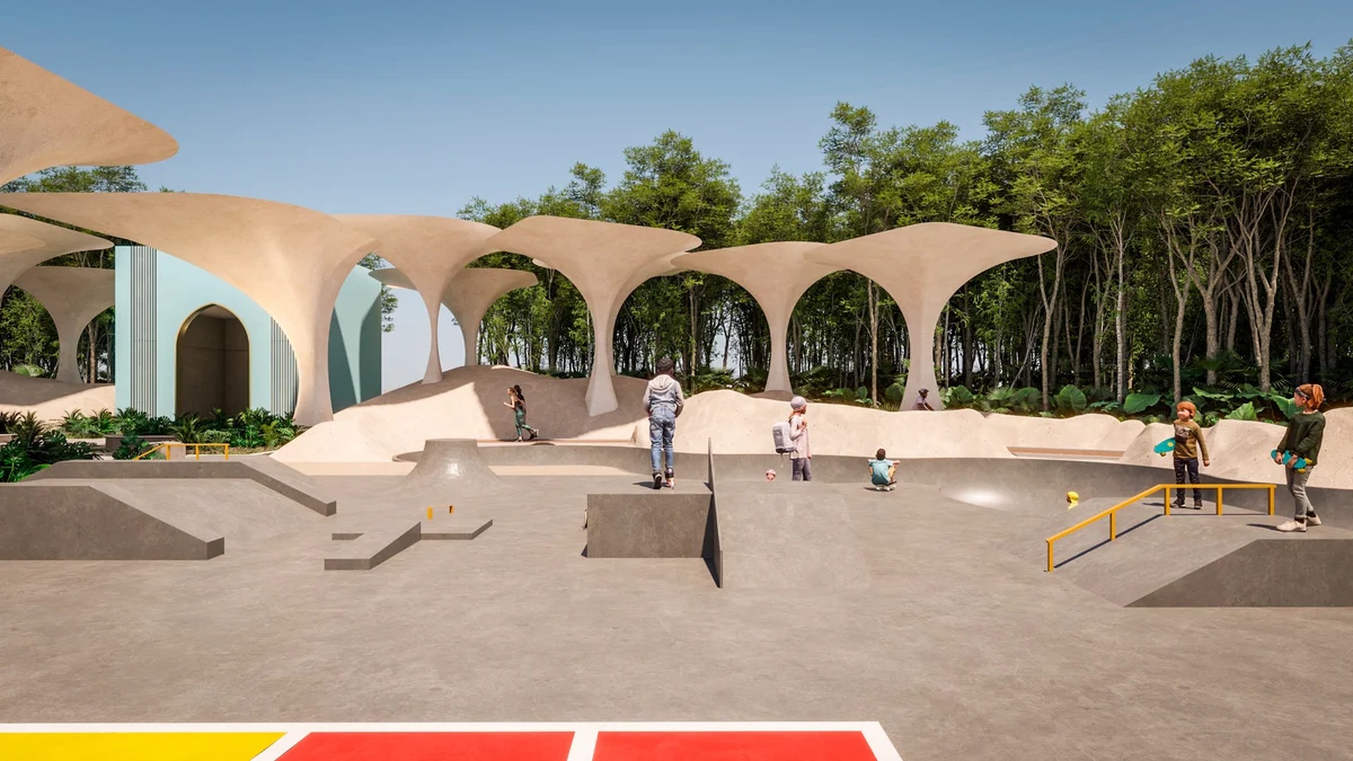 Image of a Private Skate Park, featuring Sculptural Architecture and Outdoor Recreational Area.