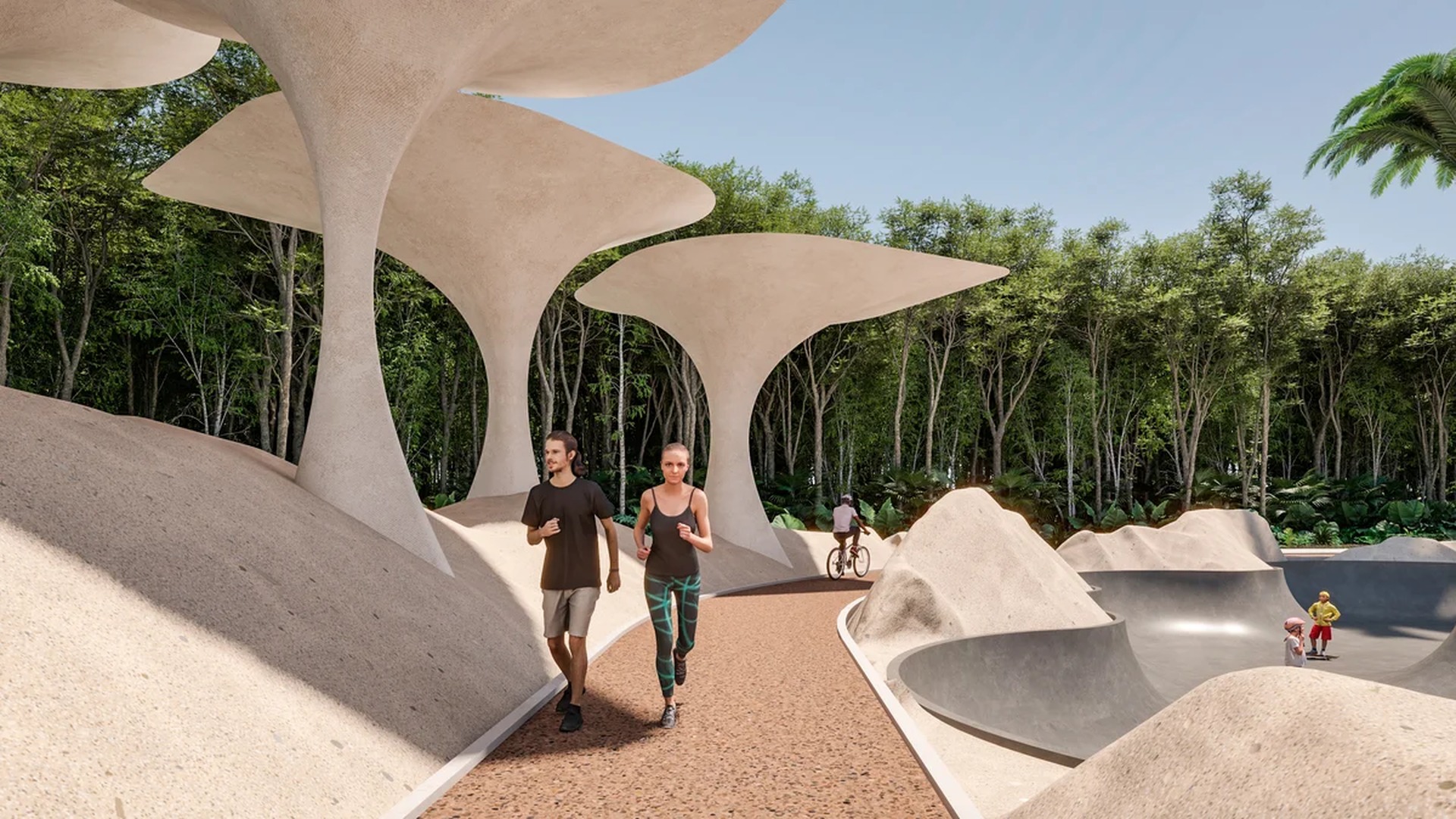 Image of a Skatepark, featuring Jogging Path and Recreational Park.