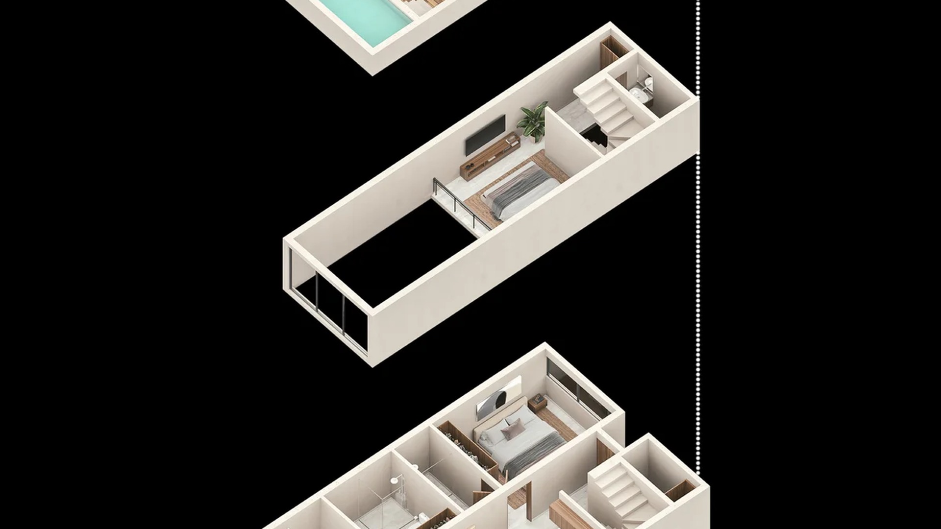 Image of a Multi-Level Residence, featuring 3D Floor Plan and Rooftop Terrace.