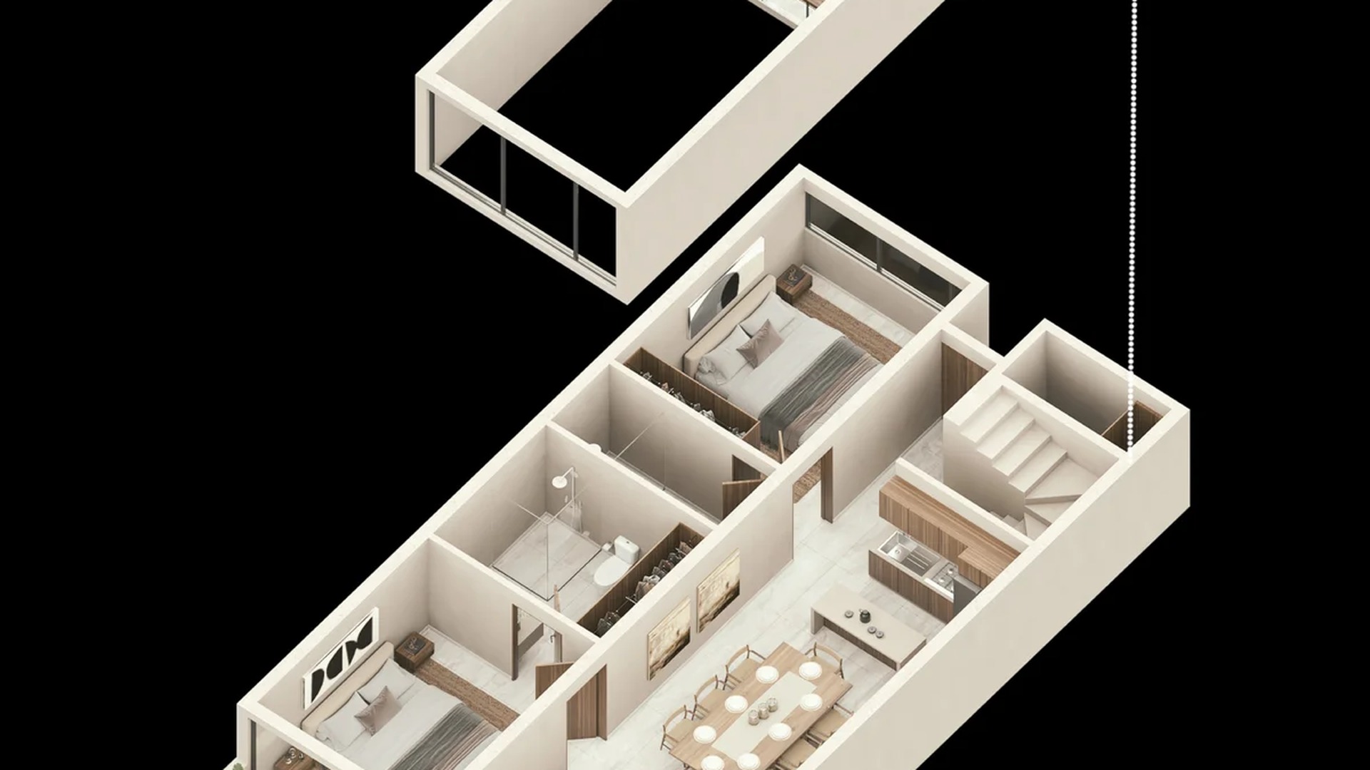 Image of a Multi-Level Residence, featuring Three-Bedroom Floor Plan and Open-Concept Layout.