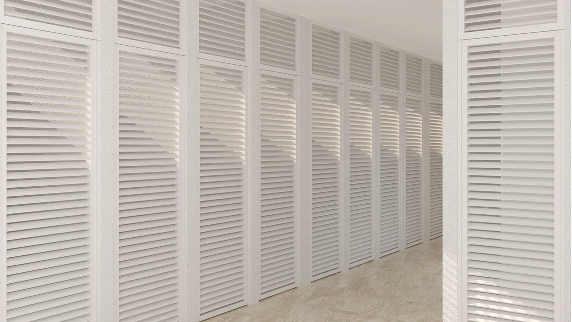Image of a Louvered Doors, featuring Tiled Flooring and Built-in Storage.