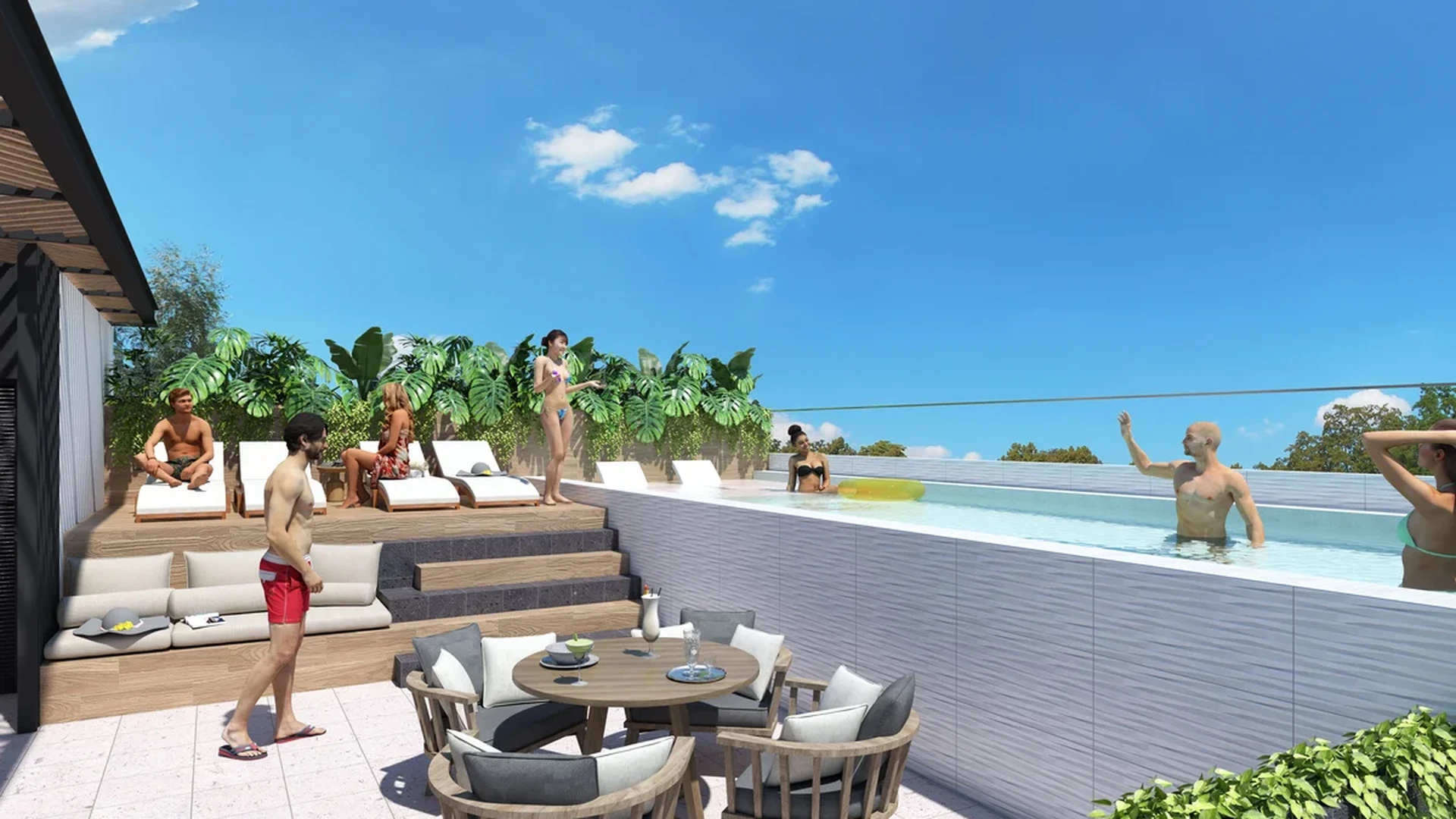 Image of a Rooftop Pool, featuring Sundeck with Loungers and Outdoor Lounge.