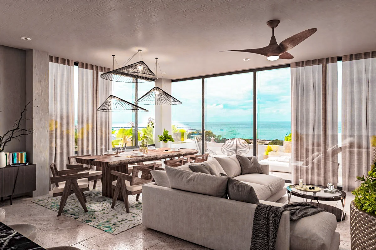 Image of a Ocean View, featuring Open Concept Living and Floor-to-Ceiling Windows.