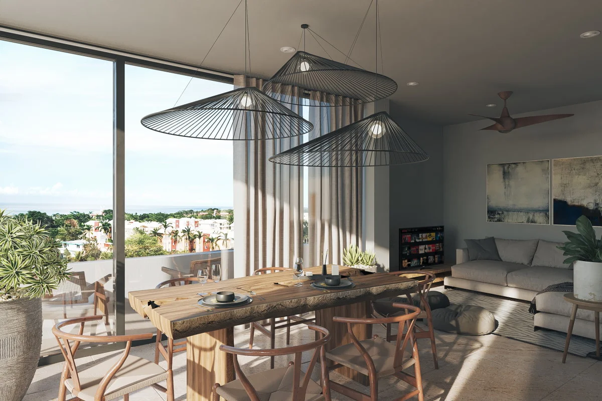 Image of a Dining Area, featuring Ocean View and Open Concept Living.