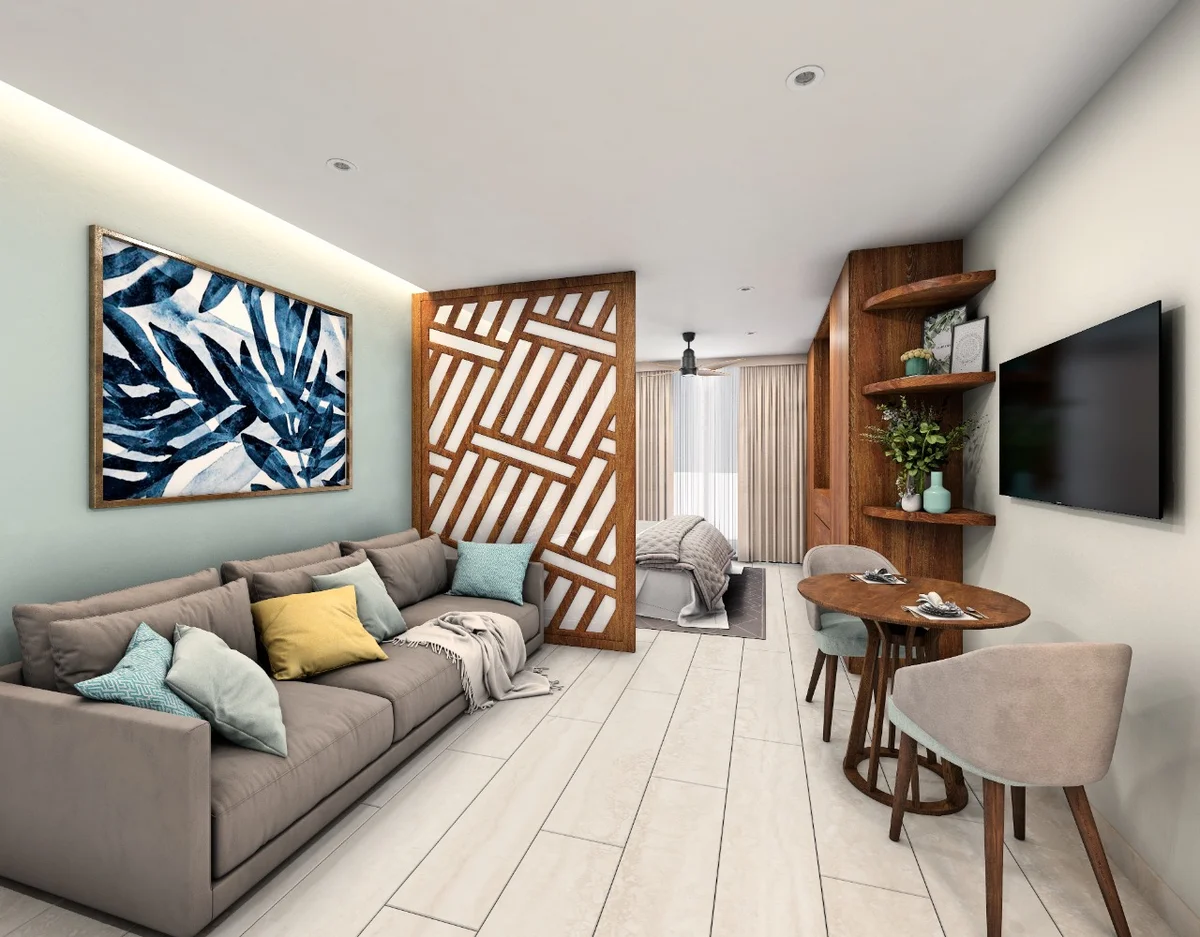 Image of a Studio Apartment, featuring Modern Interior and Living Area.