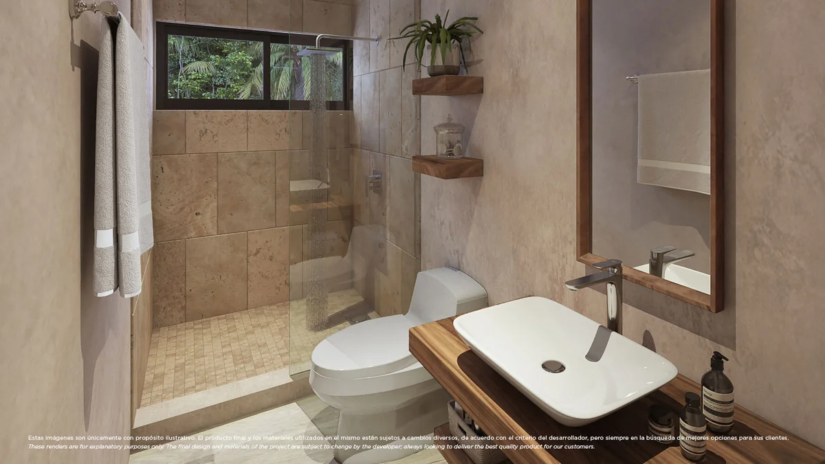Image of a Modern Bathroom, featuring Walk-in Shower and Stone Tile.