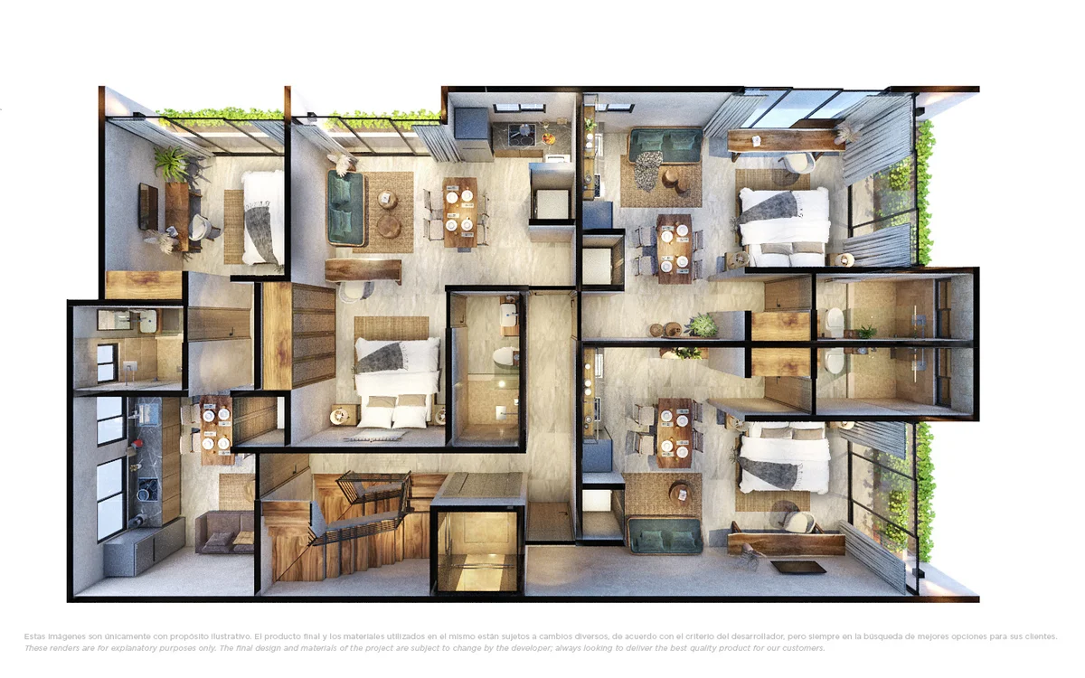Image of a 3D Floor Plan, featuring Multi-Unit Layout and Open-Concept Living.