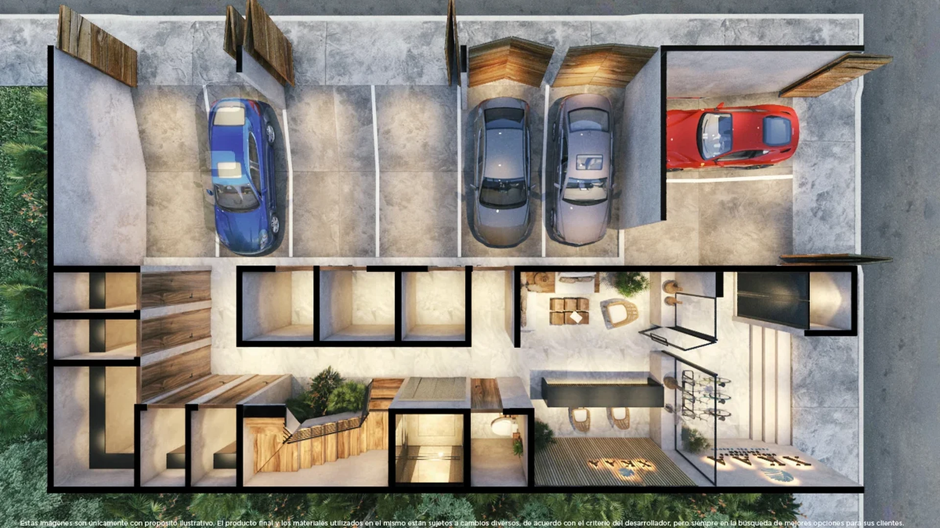 Image of a Architectural Rendering, featuring Top-Down Floor Plan and Open-Plan Living.