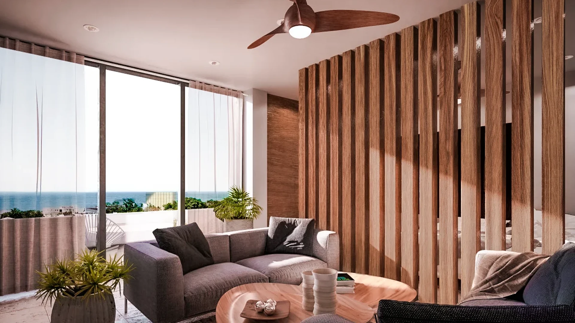 Image of a Living Room, featuring Ocean View and Floor-to-Ceiling Windows.