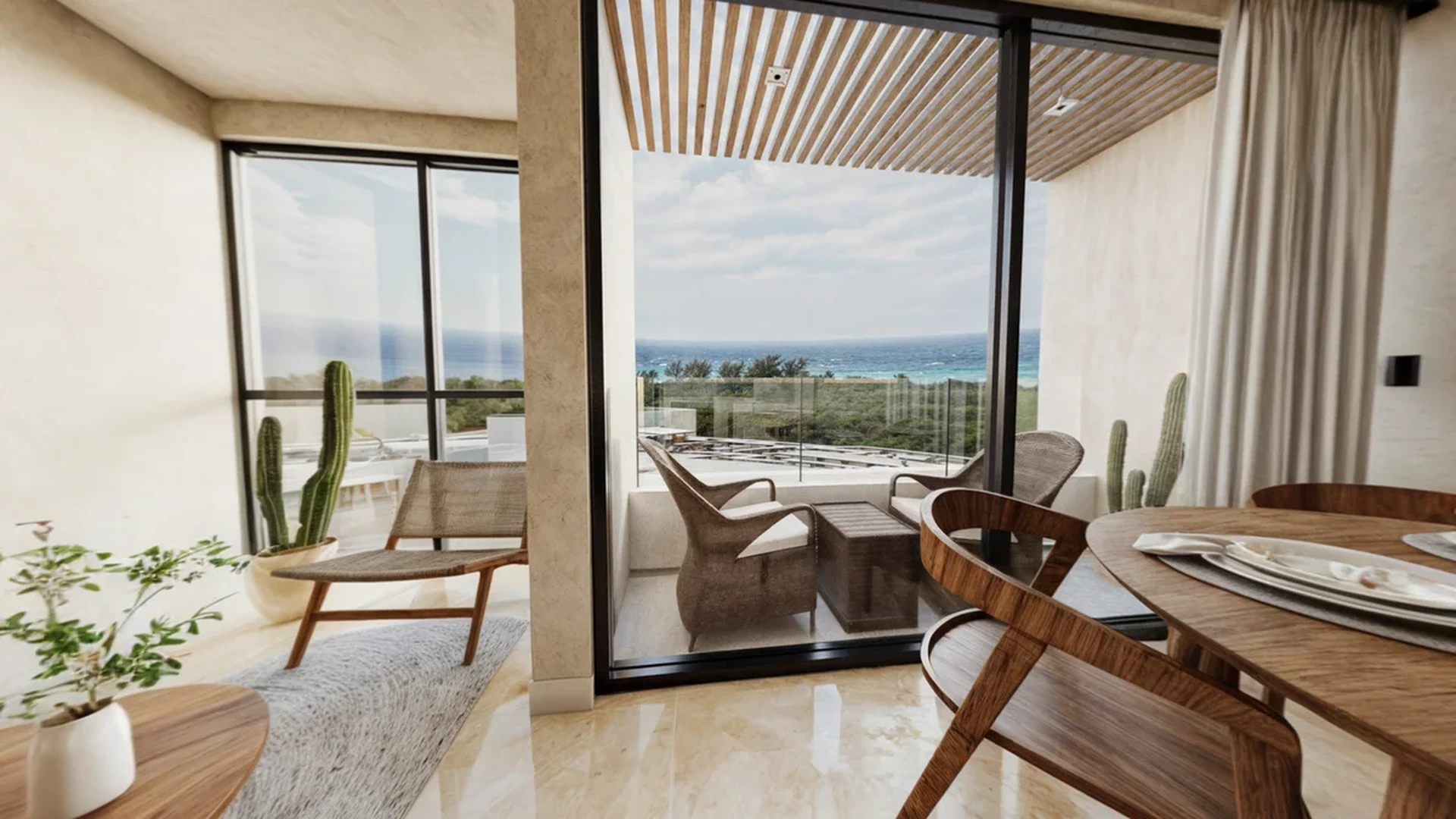 Image of a Ocean View Balcony, featuring Floor-to-Ceiling Windows and Indoor-Outdoor Living.