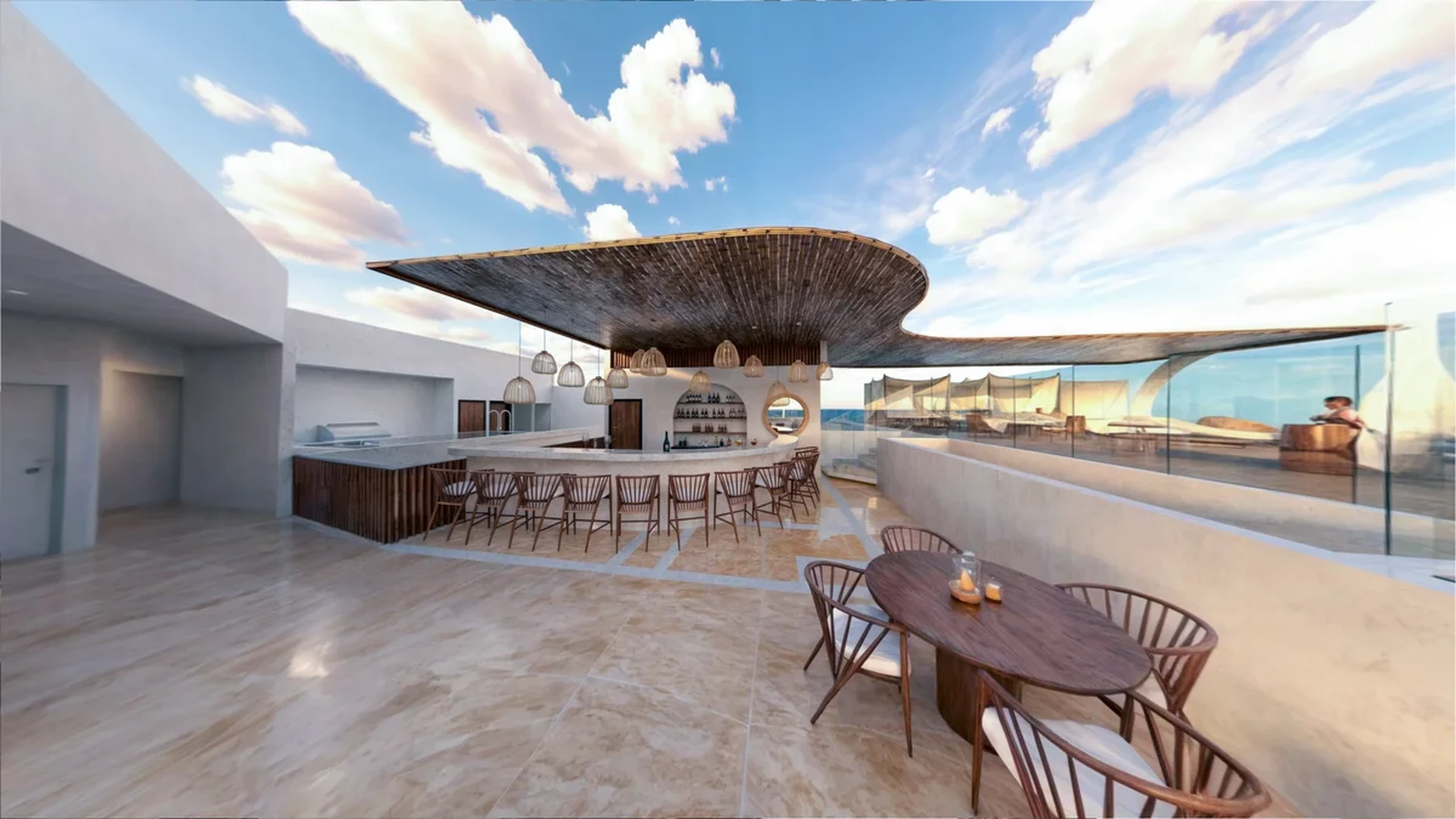 Image of a Rooftop Bar, featuring Ocean View Terrace and Outdoor Lounge.