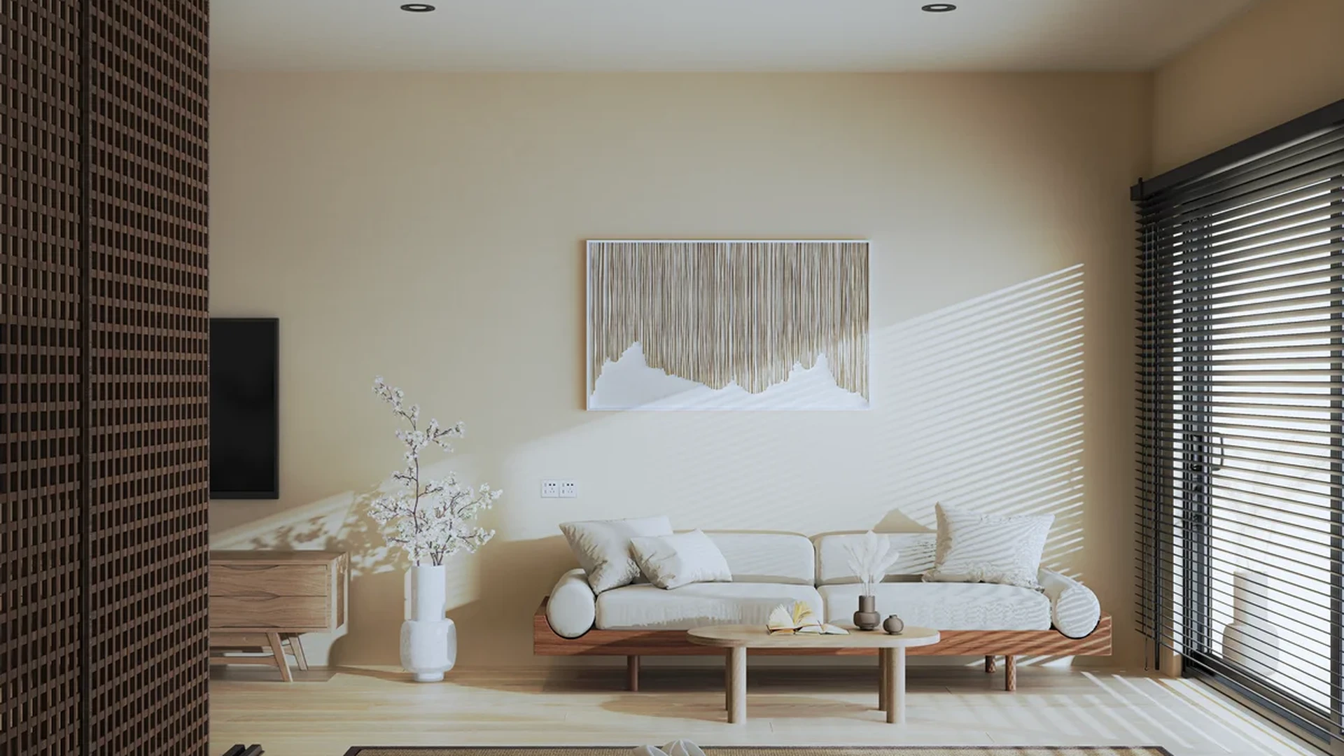 Image of a Japandi Style Decor, featuring Studio Layout and Light Wood Flooring.