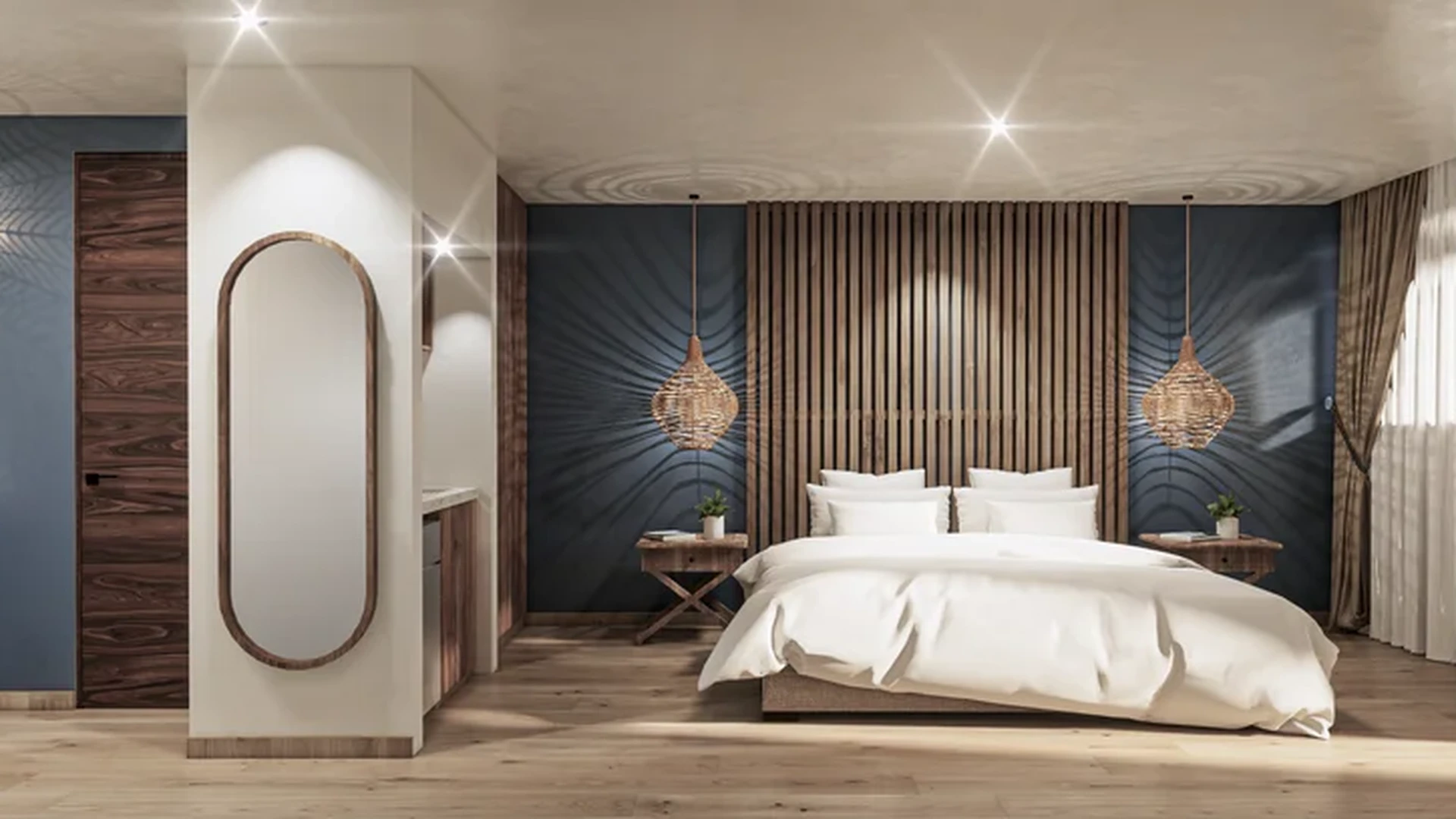 Image of a Bedroom Suite, featuring Private Balcony and Bohemian Chic Decor.