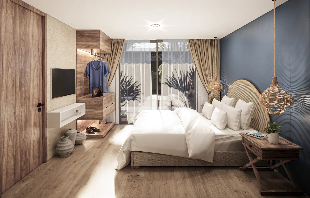 Image of a Master Bedroom, featuring Hardwood Floors and Natural Light.