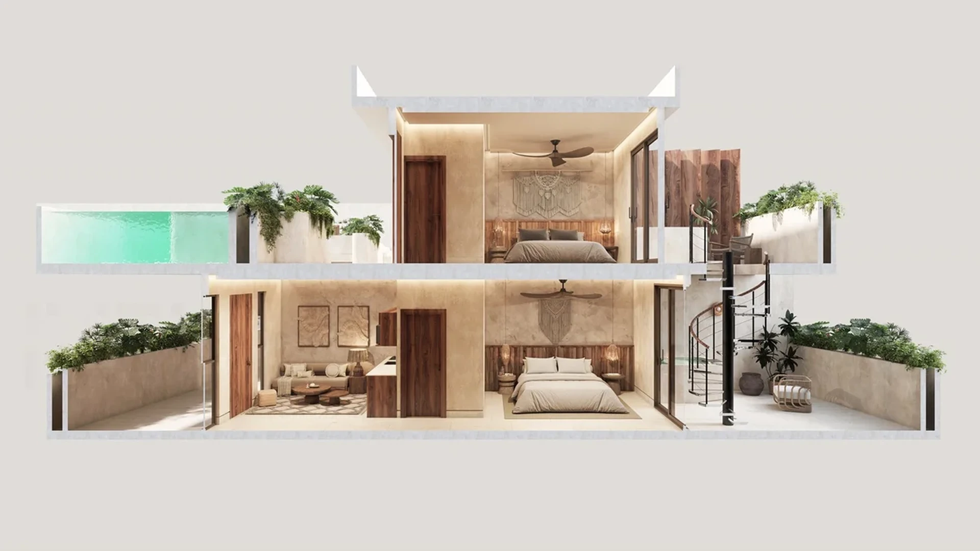 Image of a Rooftop Pool, featuring Two-Story Residence and Private Terrace.