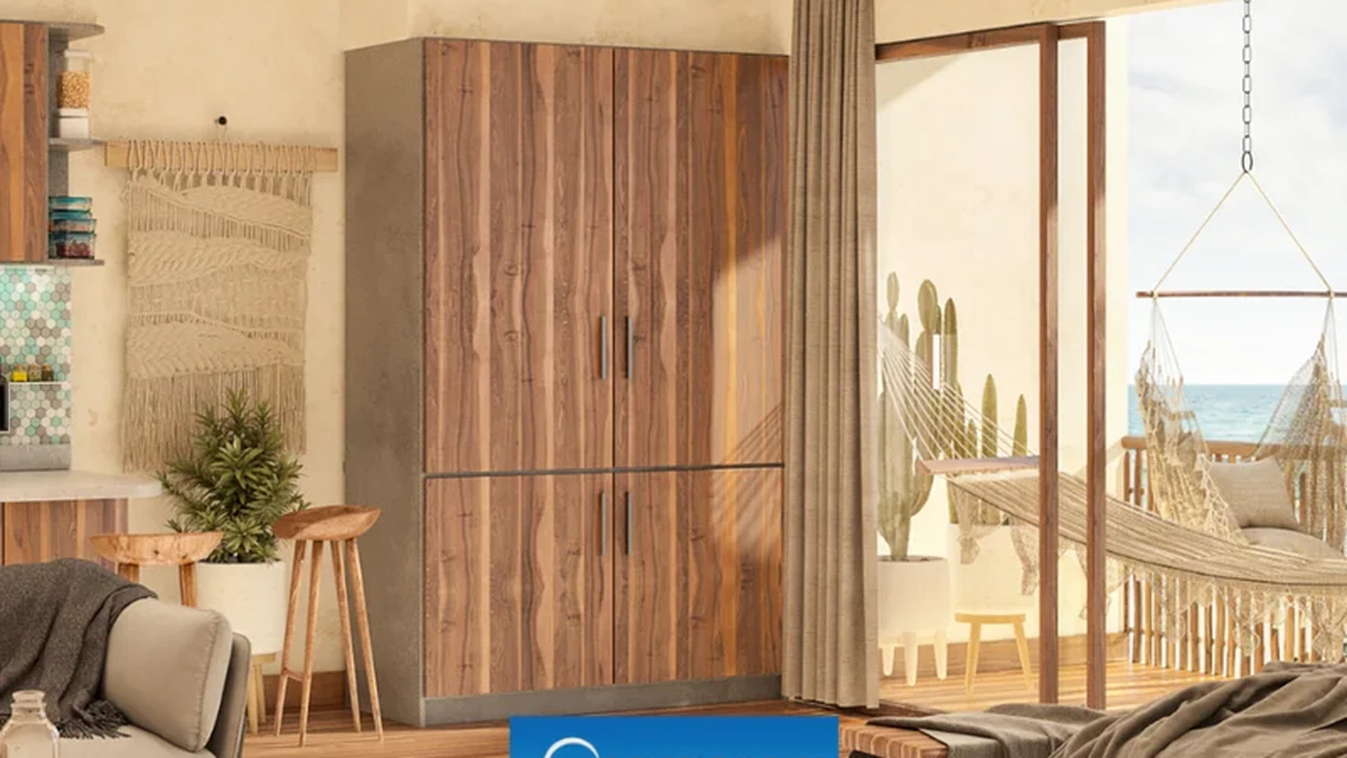 Image of a Ocean View Balcony, featuring Bohemian Decor and Indoor-Outdoor Living.