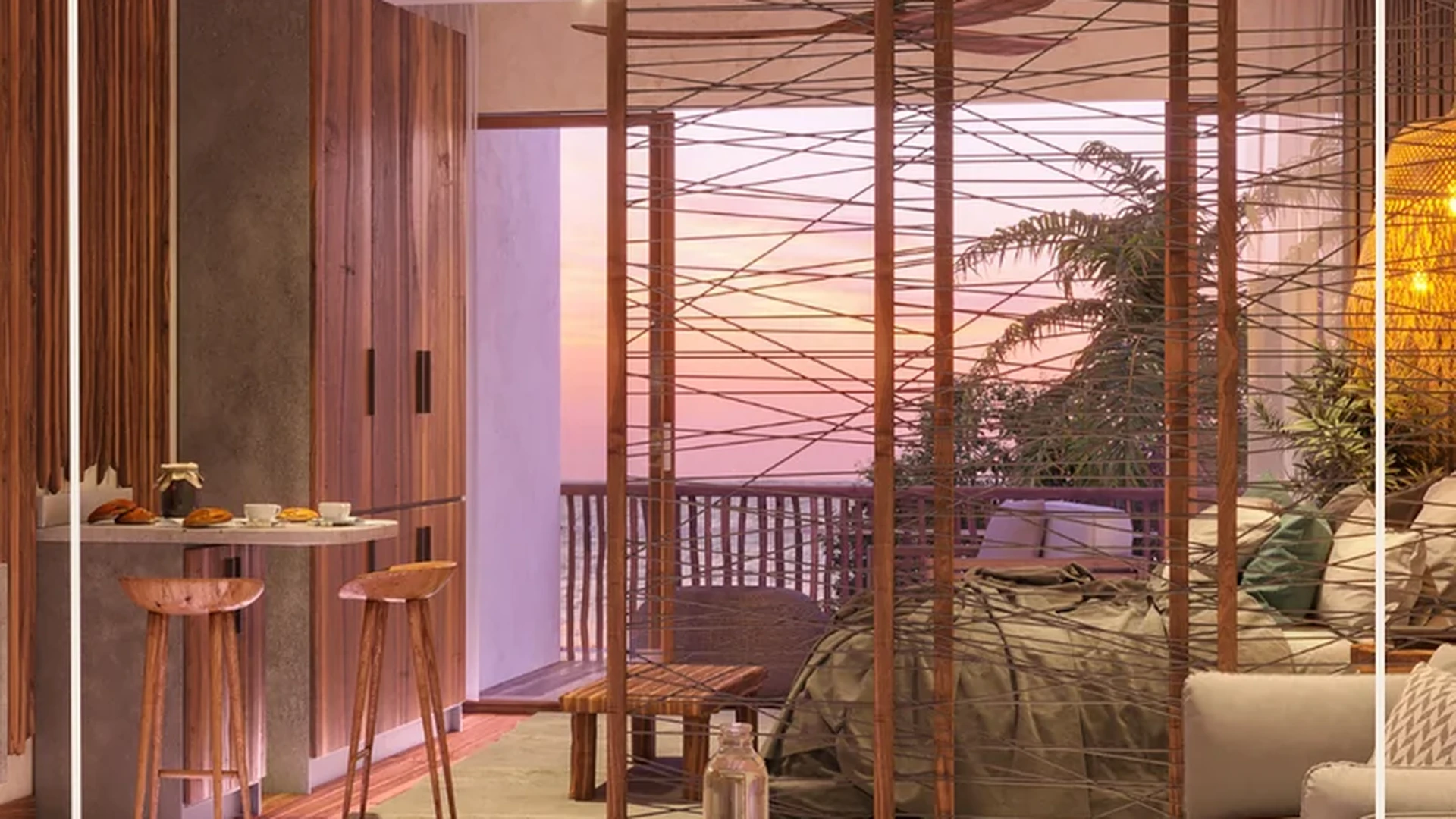 Image of a Ocean View Balcony, featuring Studio Layout and Natural Wood Finishes.