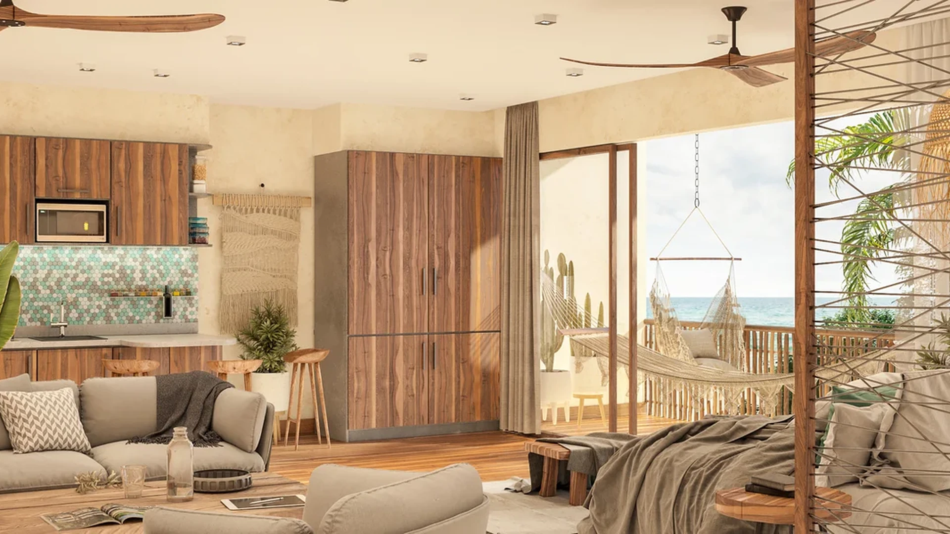 Image of a Ocean View Balcony, featuring Studio Suite and Bohemian-Chic Decor.