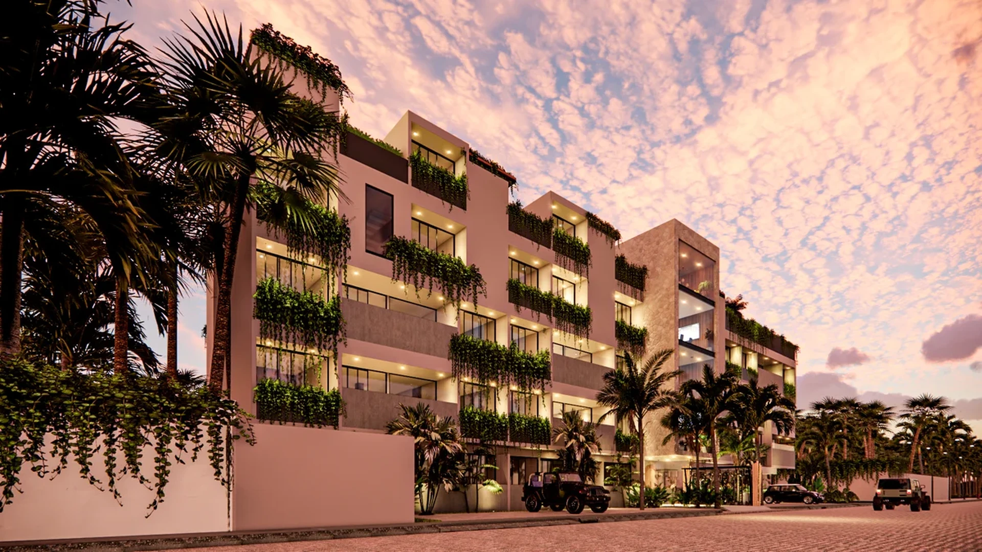 Image of a Modern Apartment Building, featuring Private Balconies and Lush Landscaping.