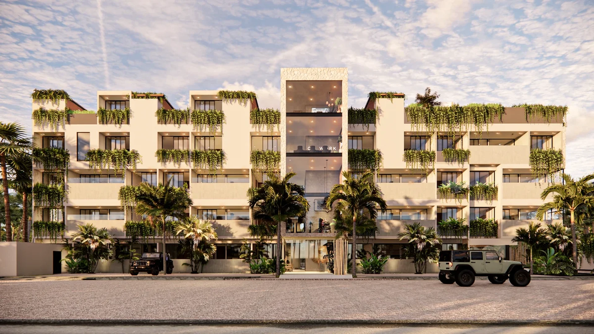 Image of a Contemporary Architecture, featuring Lush Greenery Facade and Private Balconies.