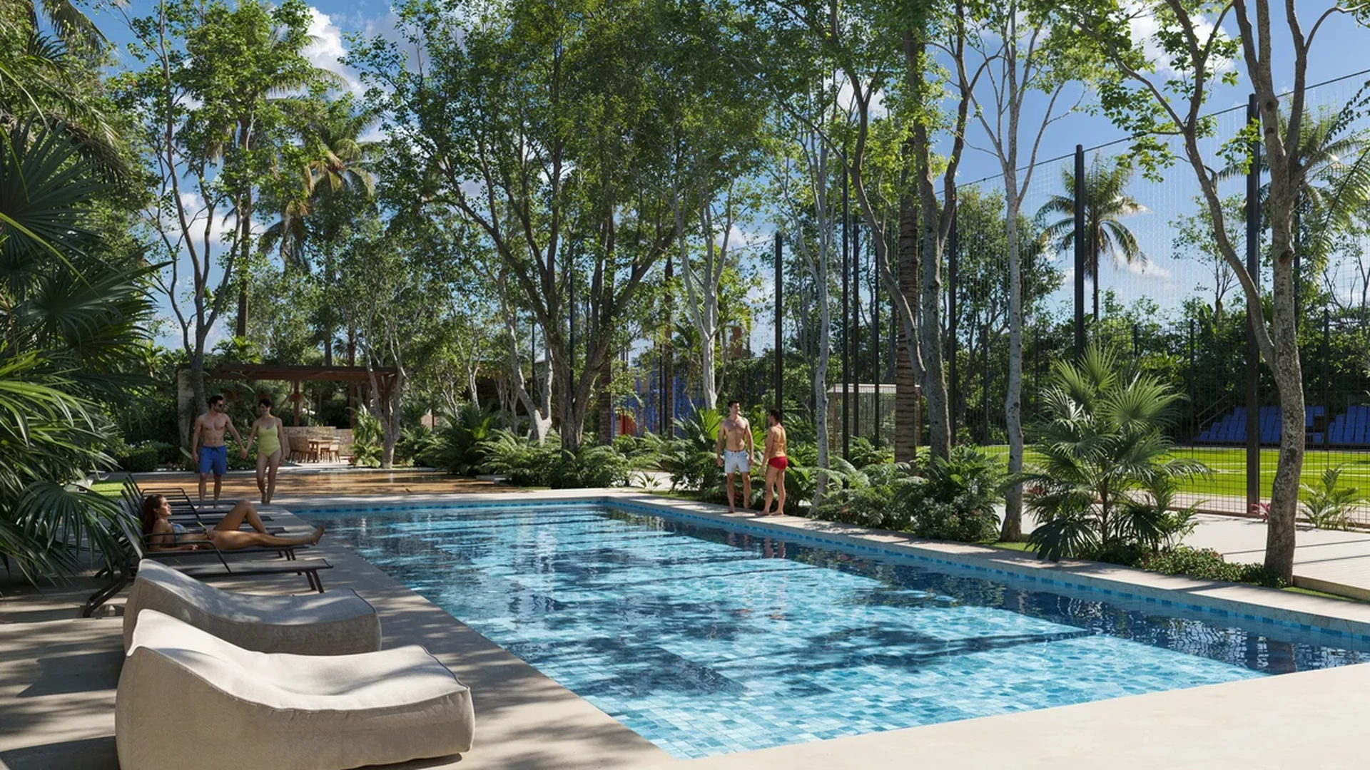 Image of a Resort-Style Pool, featuring Sundeck and Lush Landscaping.