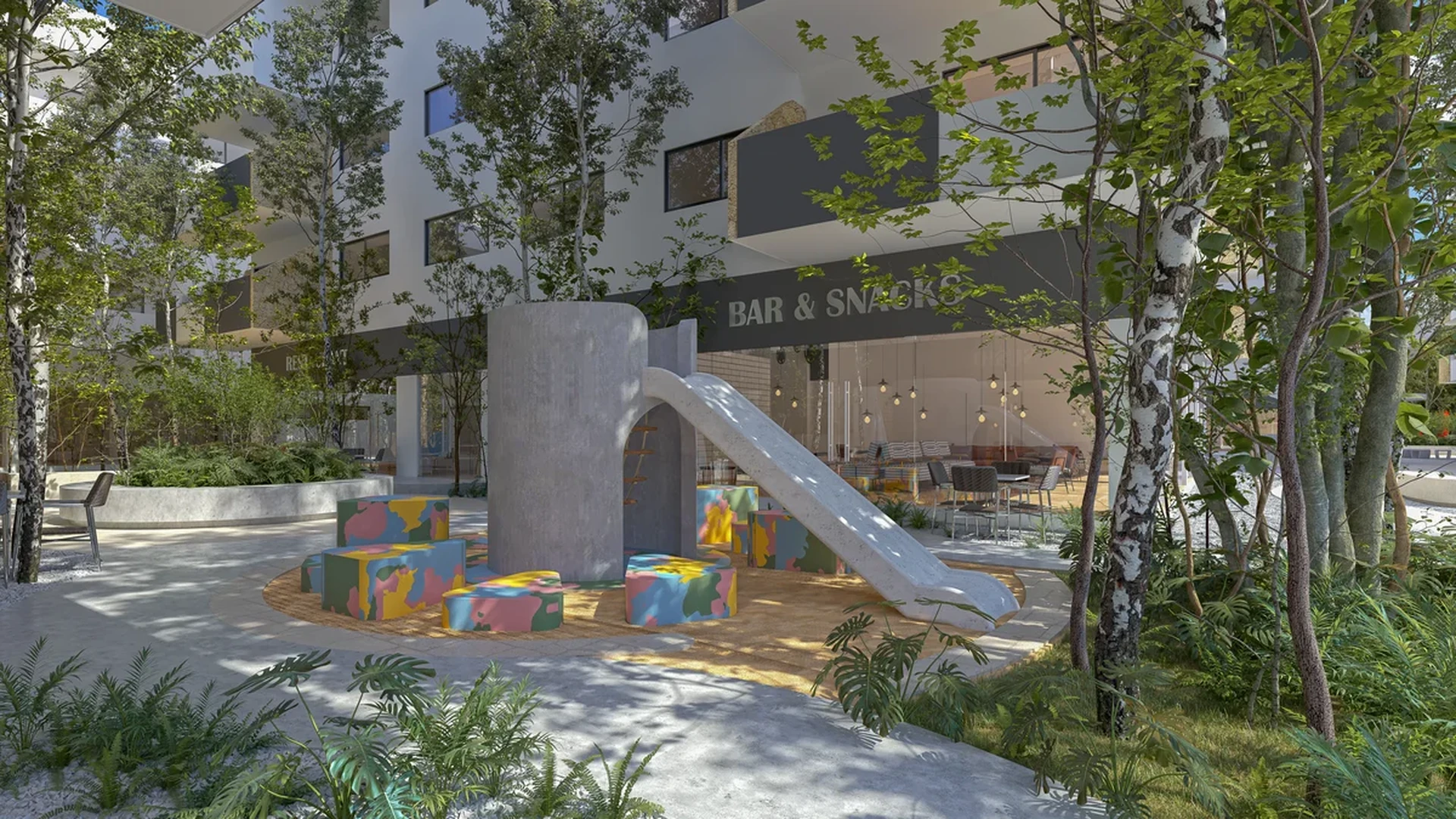 Image of a Children's Playground, featuring Landscaped Courtyard and On-site Cafe.