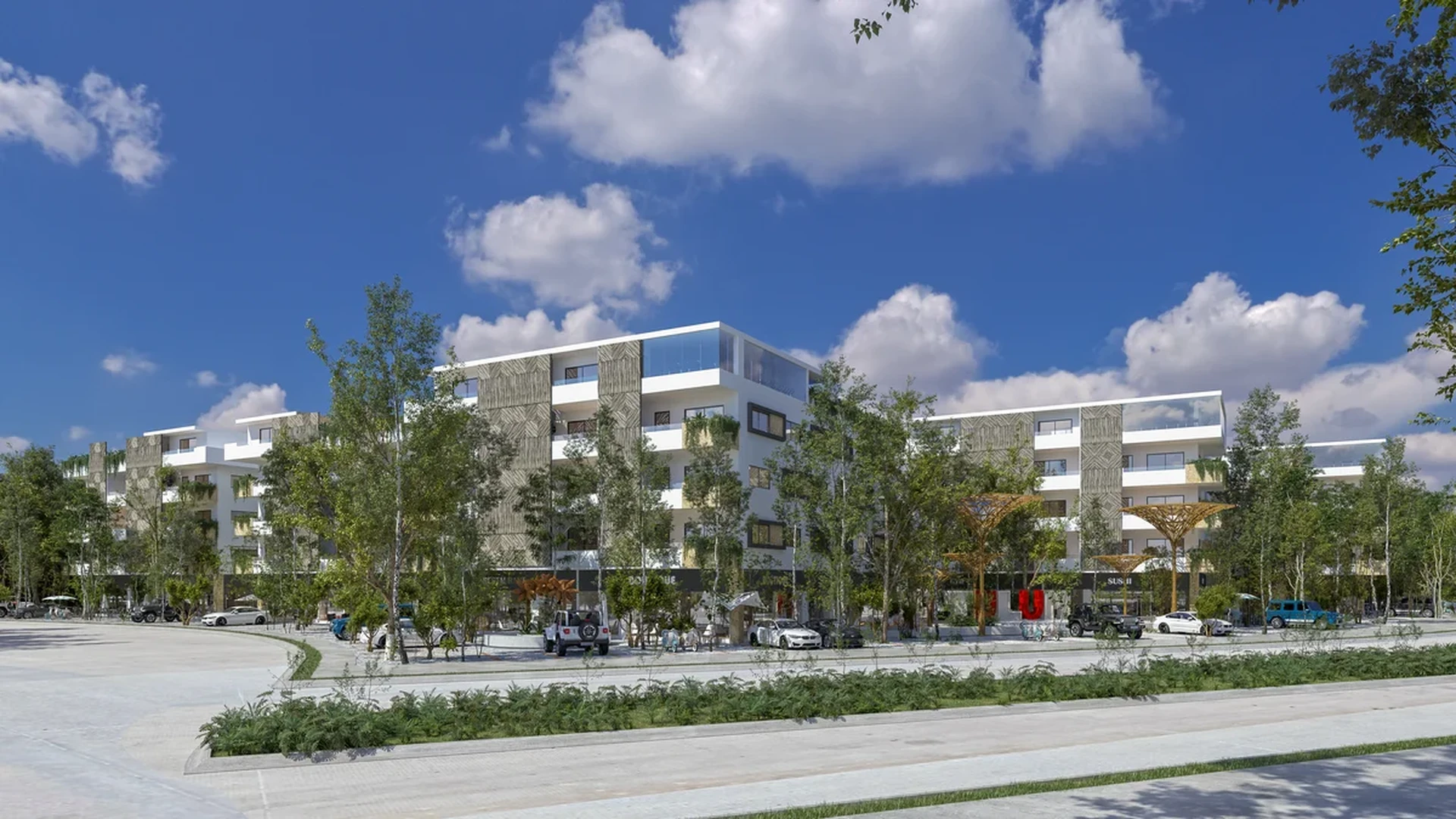 Image of a Modern Architecture, featuring Mixed-Use Development and Private Balconies.