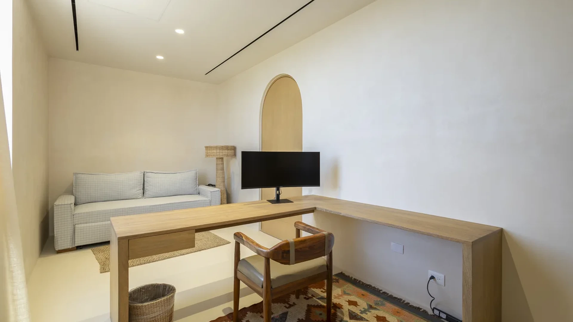 Image of a Home Office, featuring Study Nook and Built-in Wood Desk.