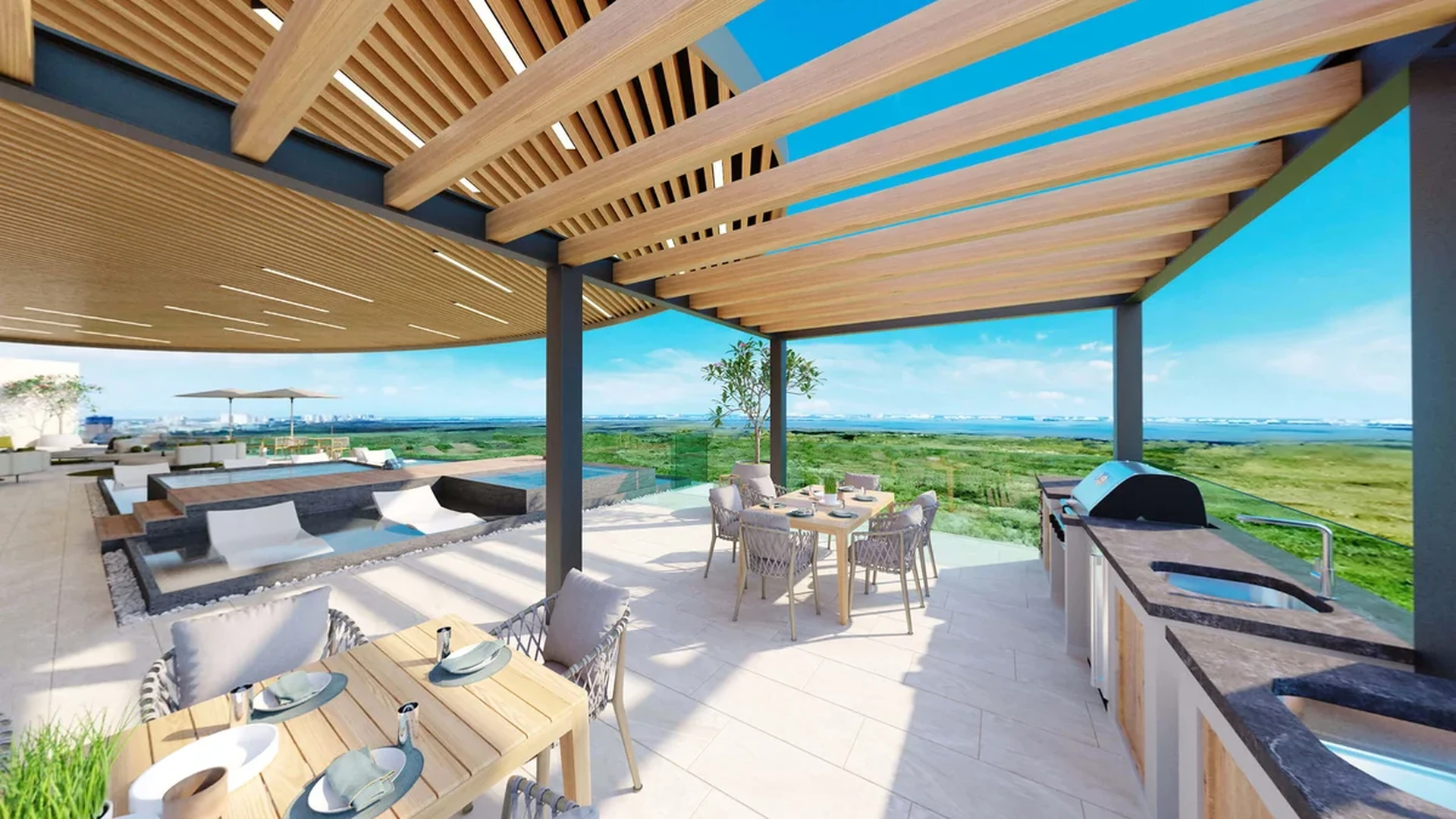 Image of a Rooftop Terrace, featuring Ocean View and Outdoor Kitchen.