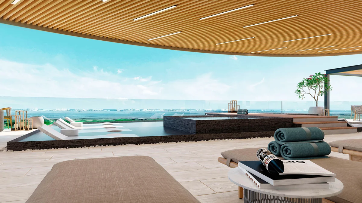 Image of a Rooftop Terrace, featuring Infinity Pool and Ocean View.