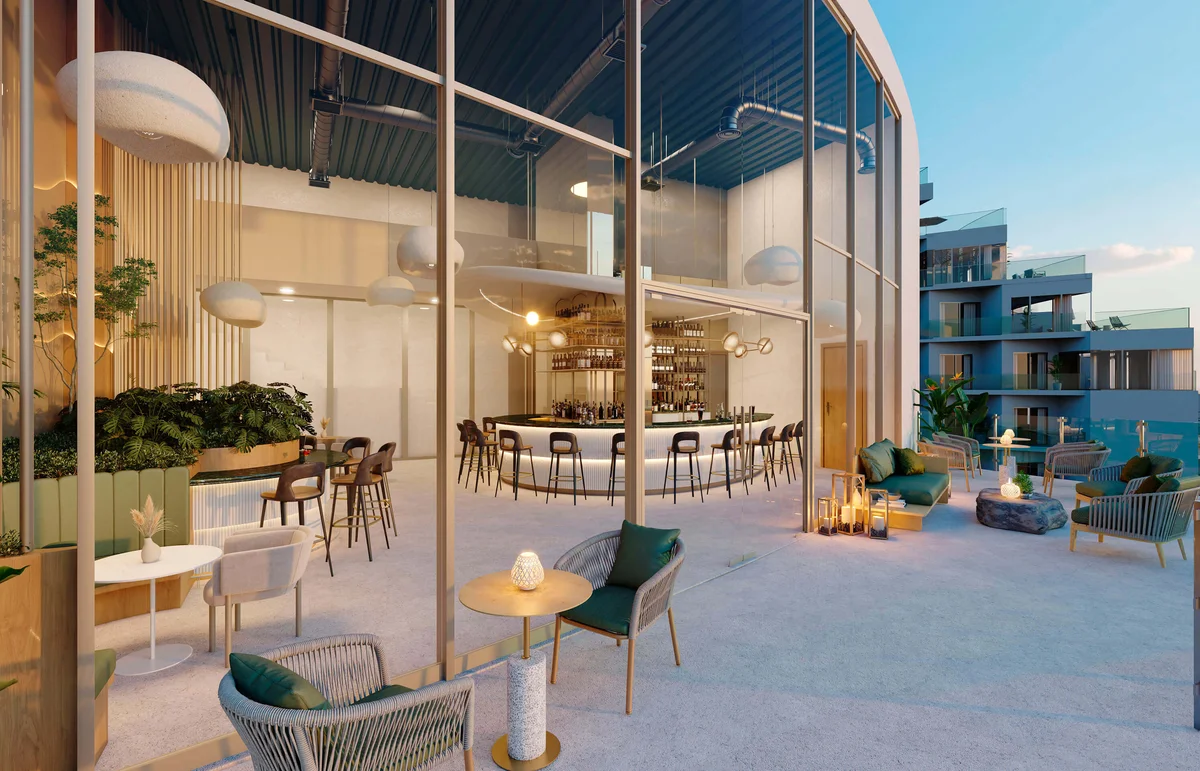 Image of a Rooftop Bar, featuring Outdoor Lounge and Terrace Seating.